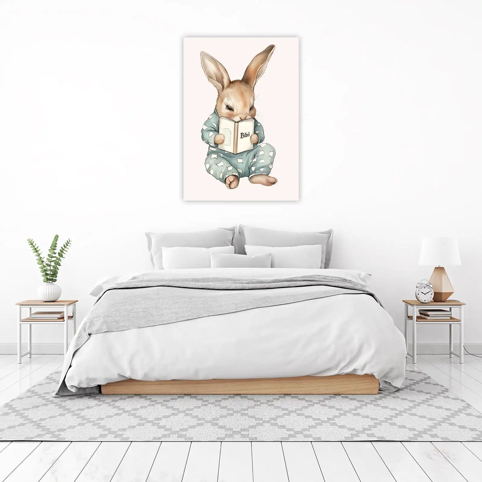 Sweet Rabbit Reading 'Bibii' Pajama Wall Art