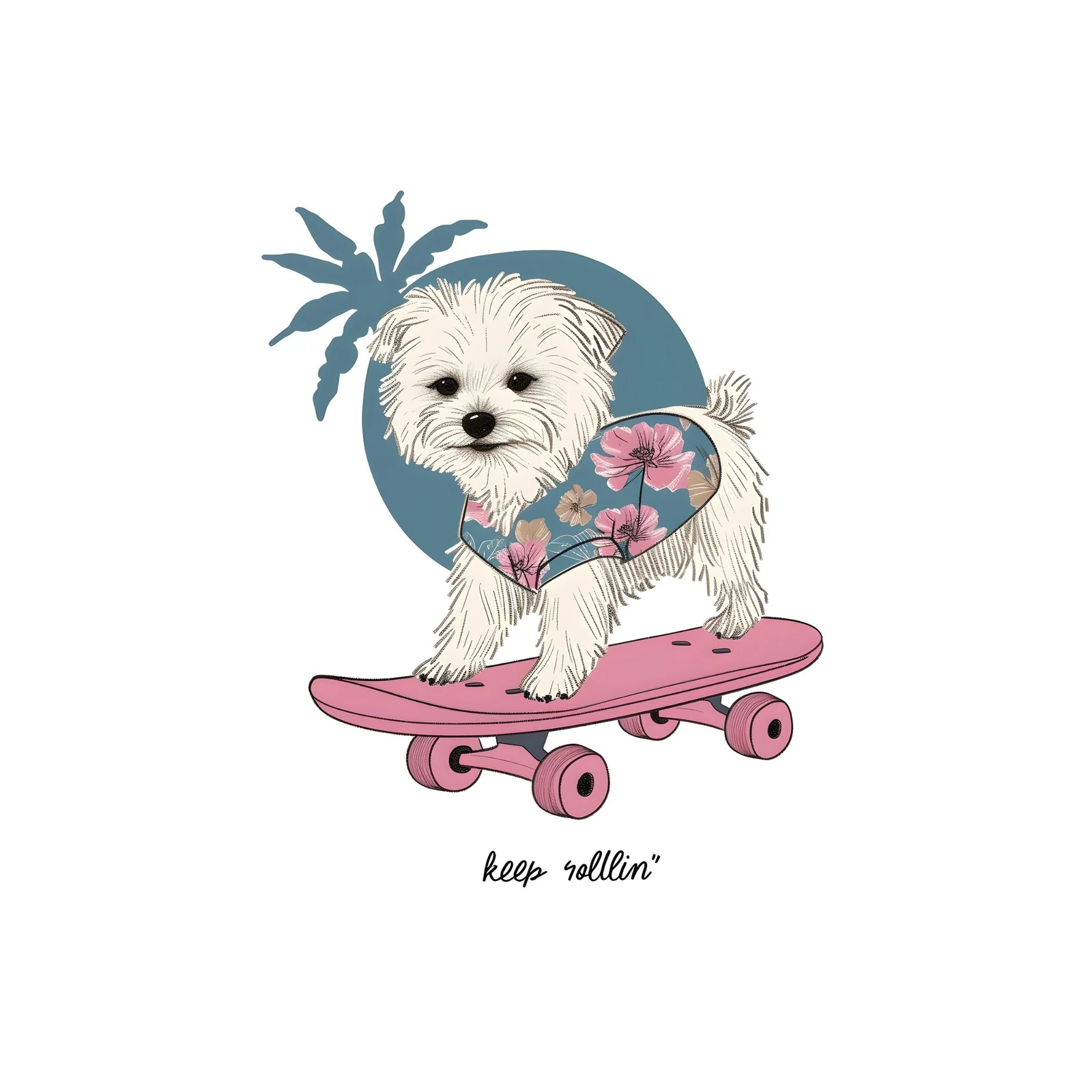 Cool Skater Dog Hawaiian Shirt Wall Art