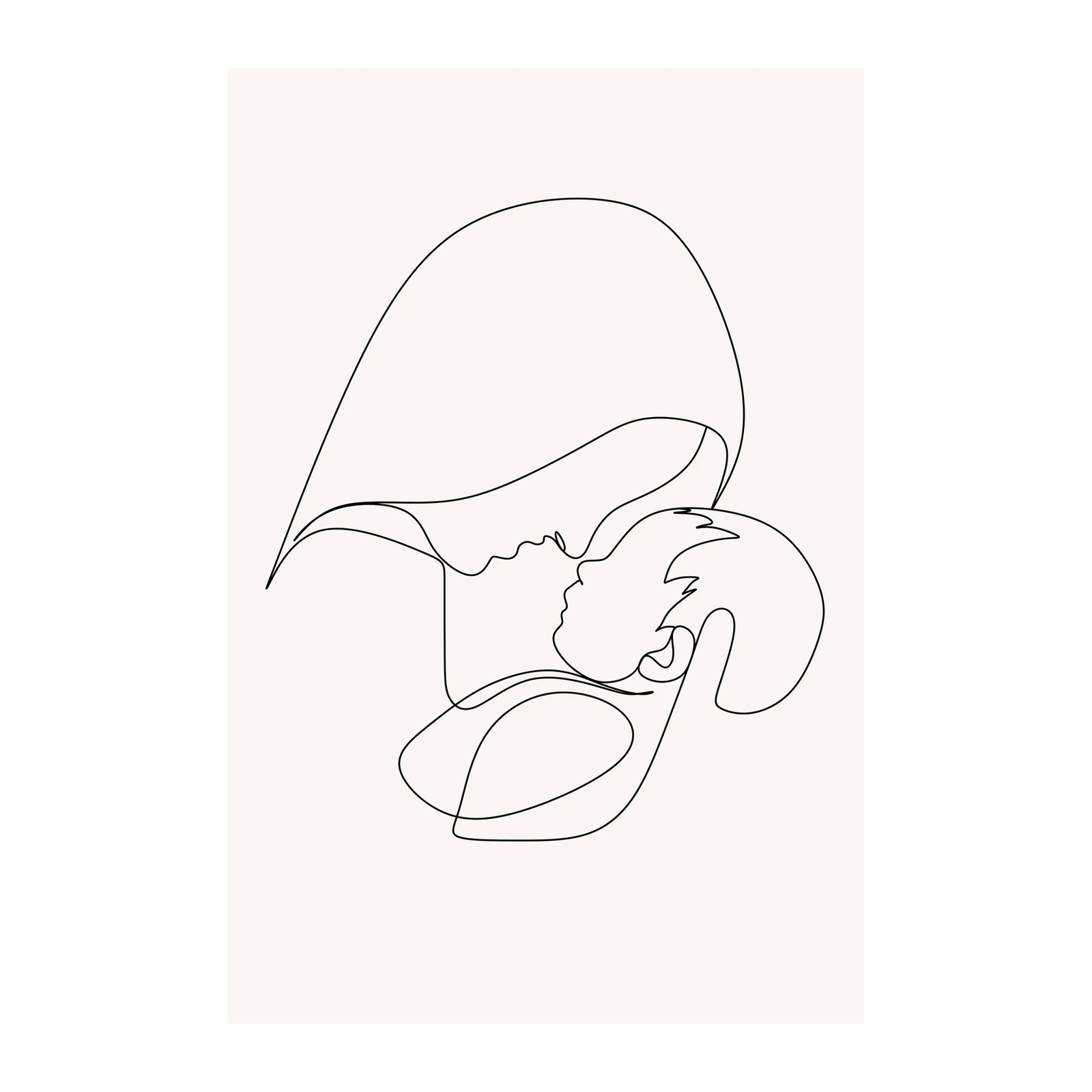 Minimalist Mom & Baby Line Art Wall Art