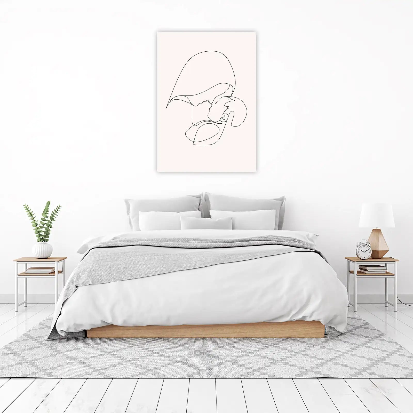Minimalist Mom & Baby Line Art Wall Art