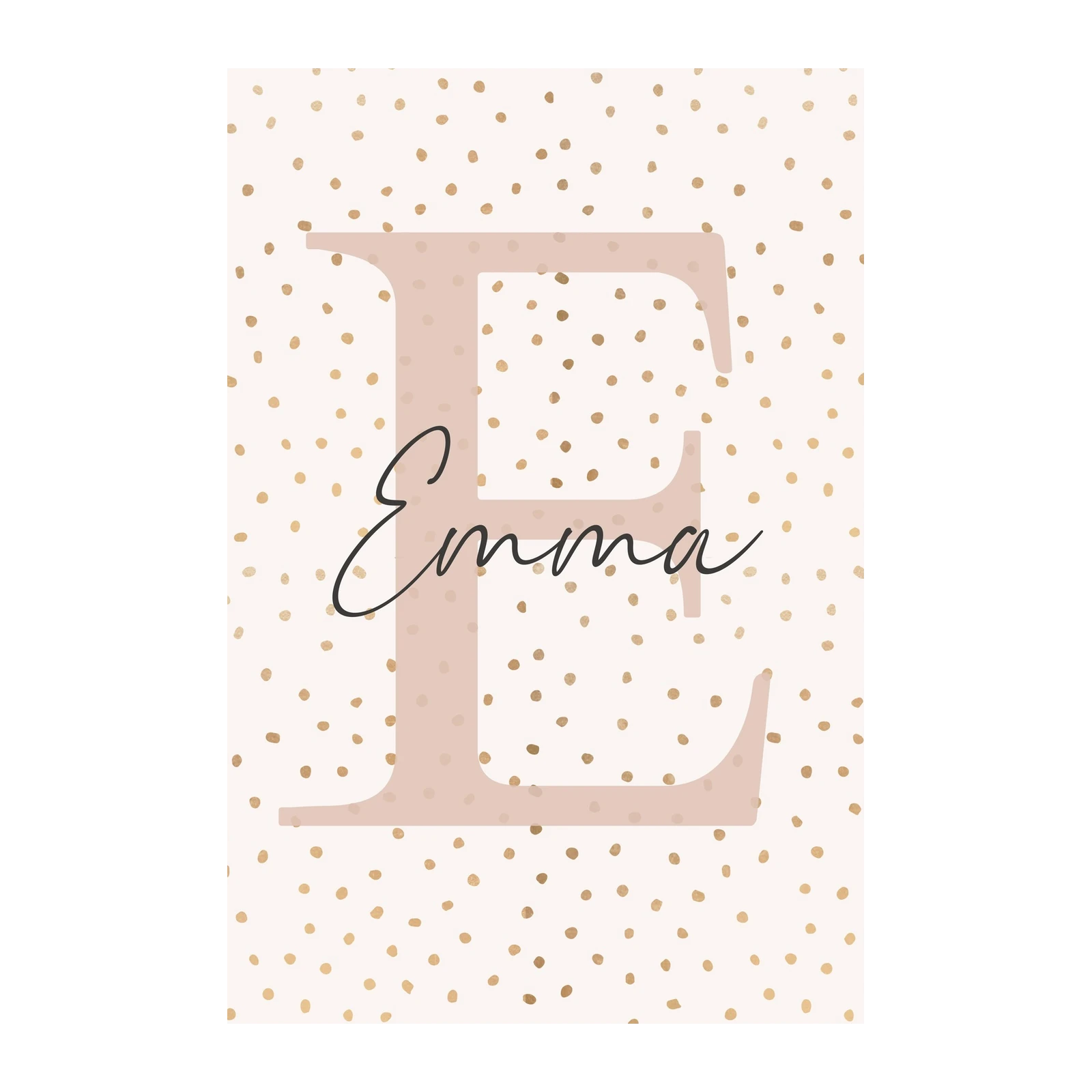 Personalized "Emma" Gold Dot Letter E Wall Art