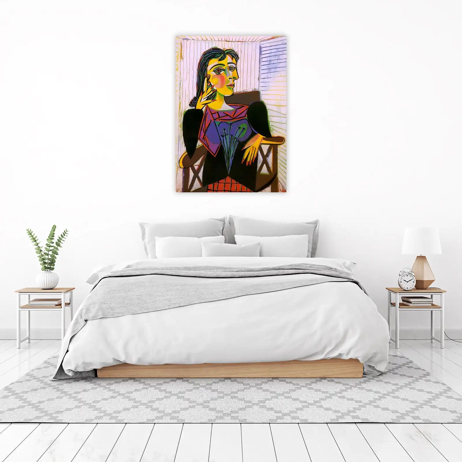 Vibrant Cubist Portrait Woman Wall Art