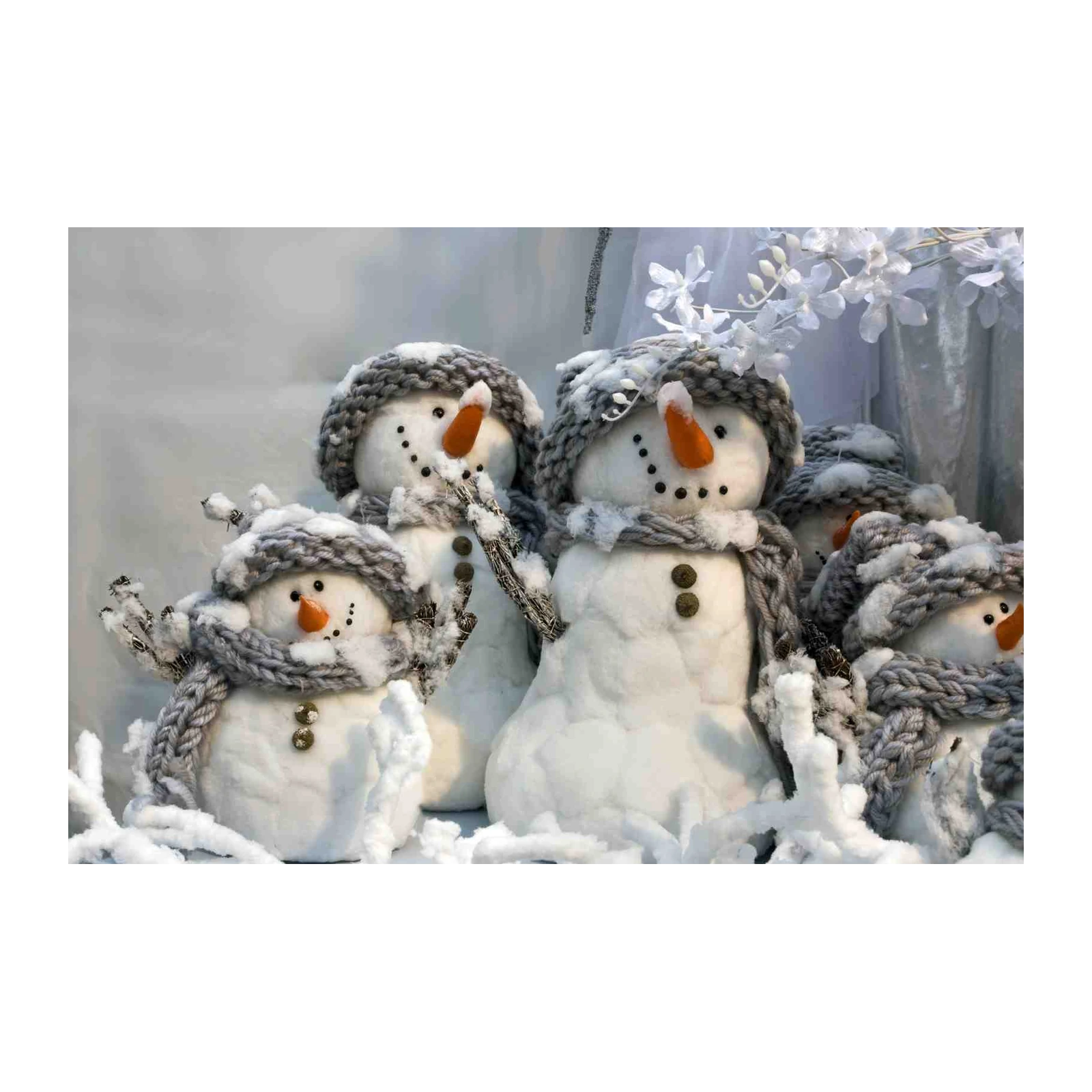 Cozy Snowman Family Winter Scene Wall Art