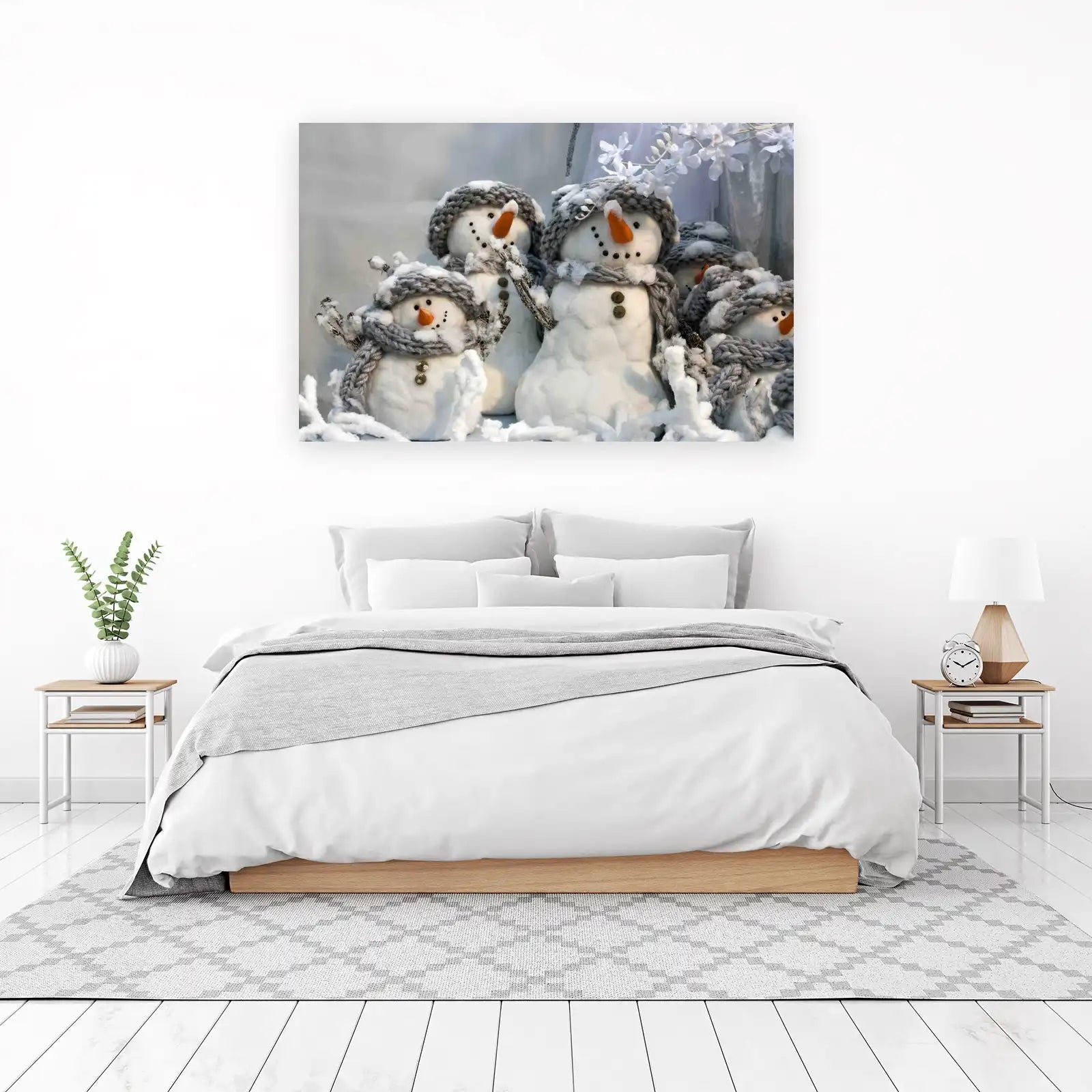 Cozy Snowman Family Winter Scene Wall Art