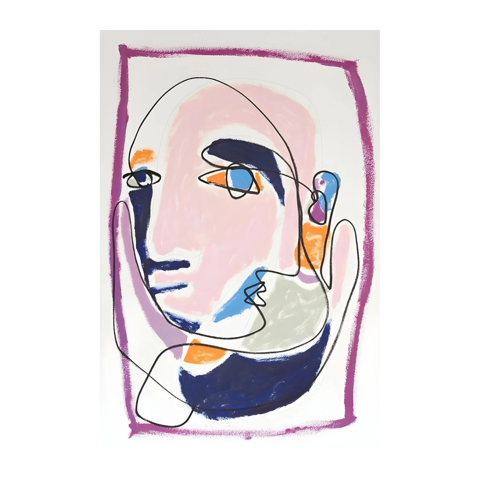 Abstract Face Line Art Wall Art - Modern Wall Art