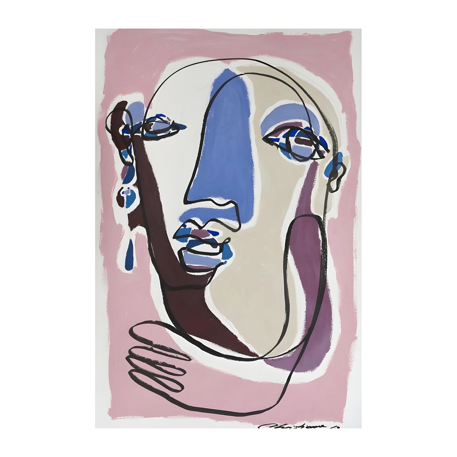 Abstract Face Minimalist Boho Wall Art