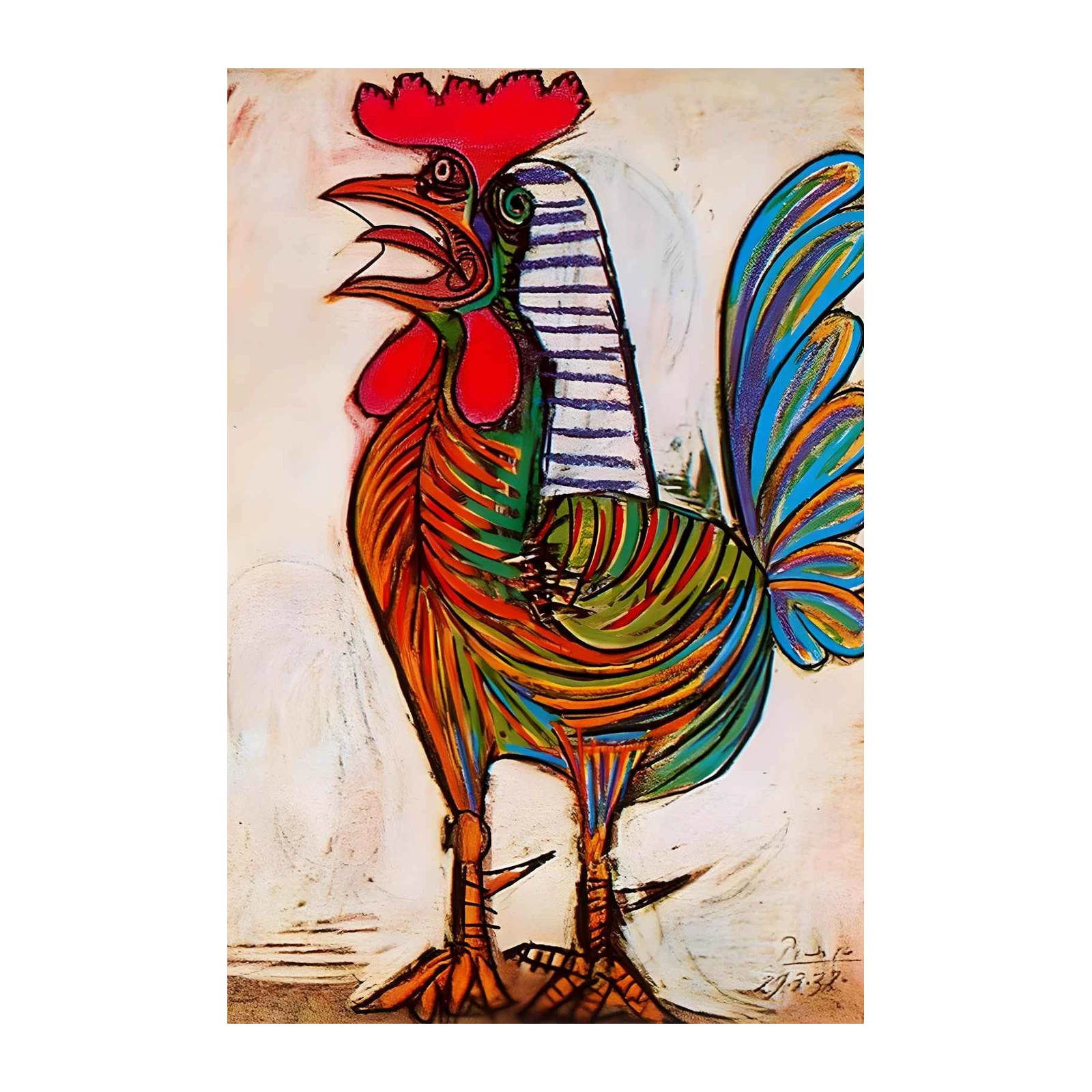Vibrant Rooster Picasso Style Wall Art
