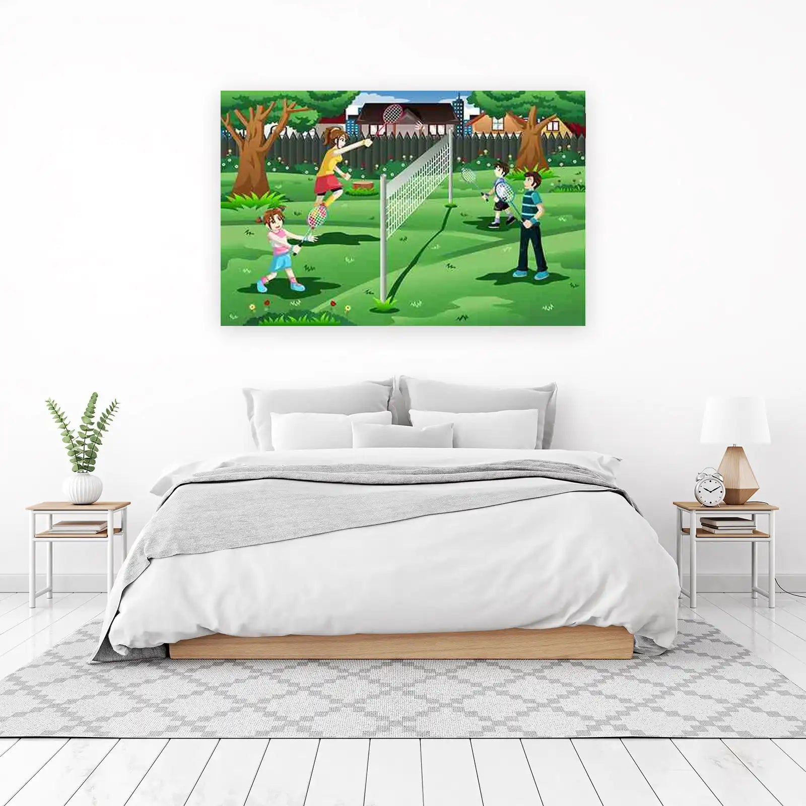 Joyful Badminton Fun Family Wall Art