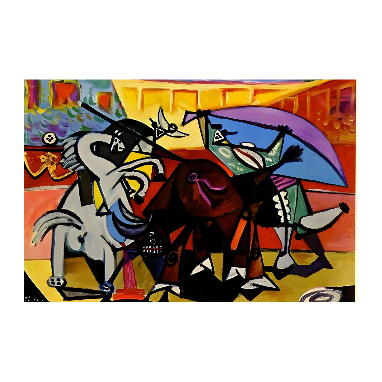 Cubist Bullfight Dynamic Wall Art