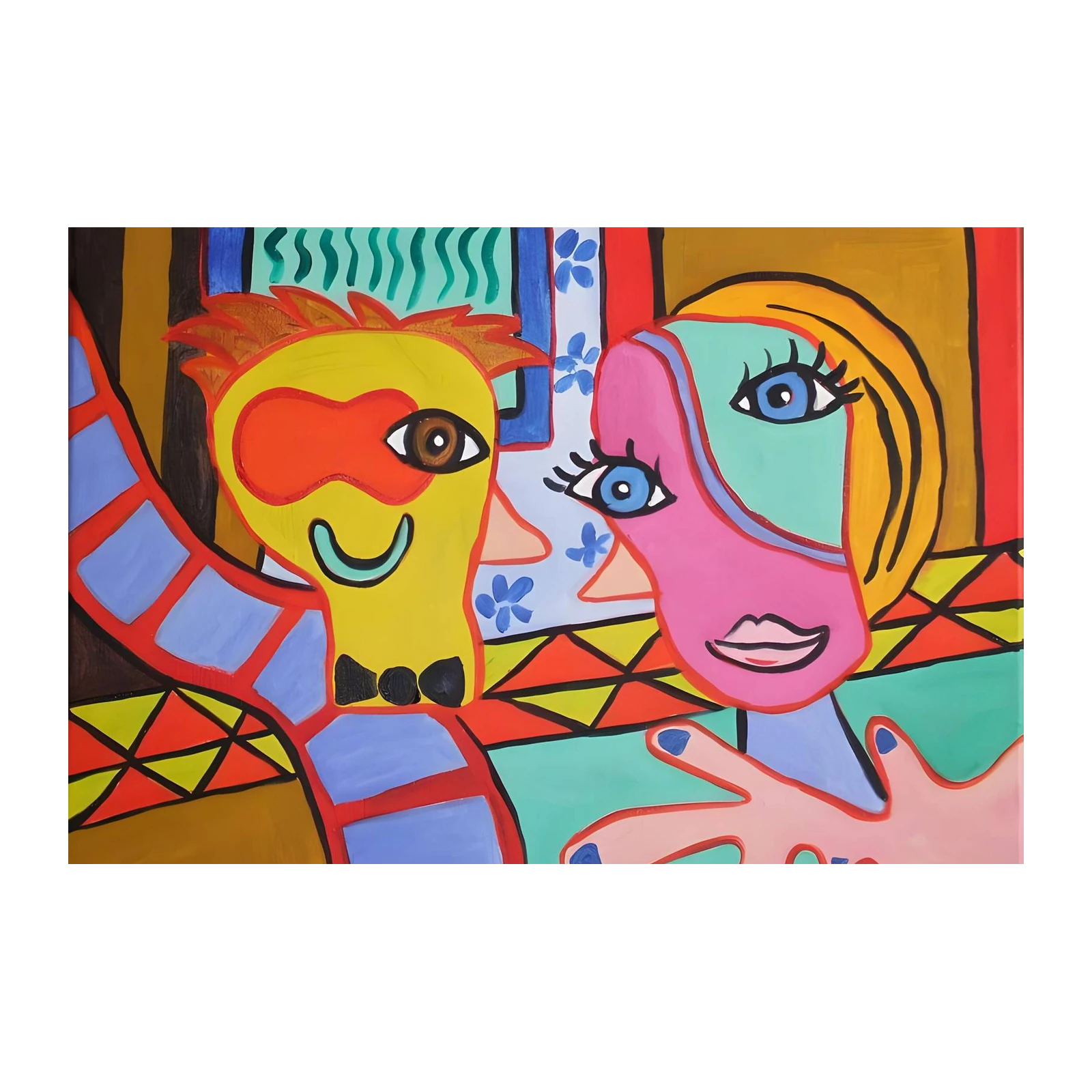Vibrant Duo Modern Abstract Faces Wall Art