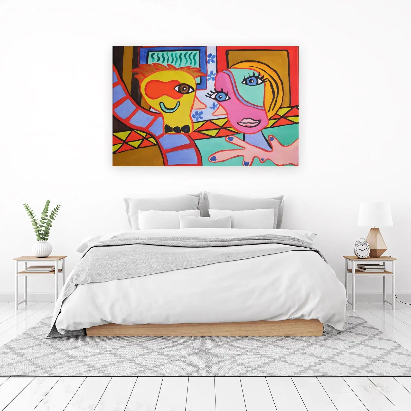 Vibrant Duo Modern Abstract Faces Wall Art