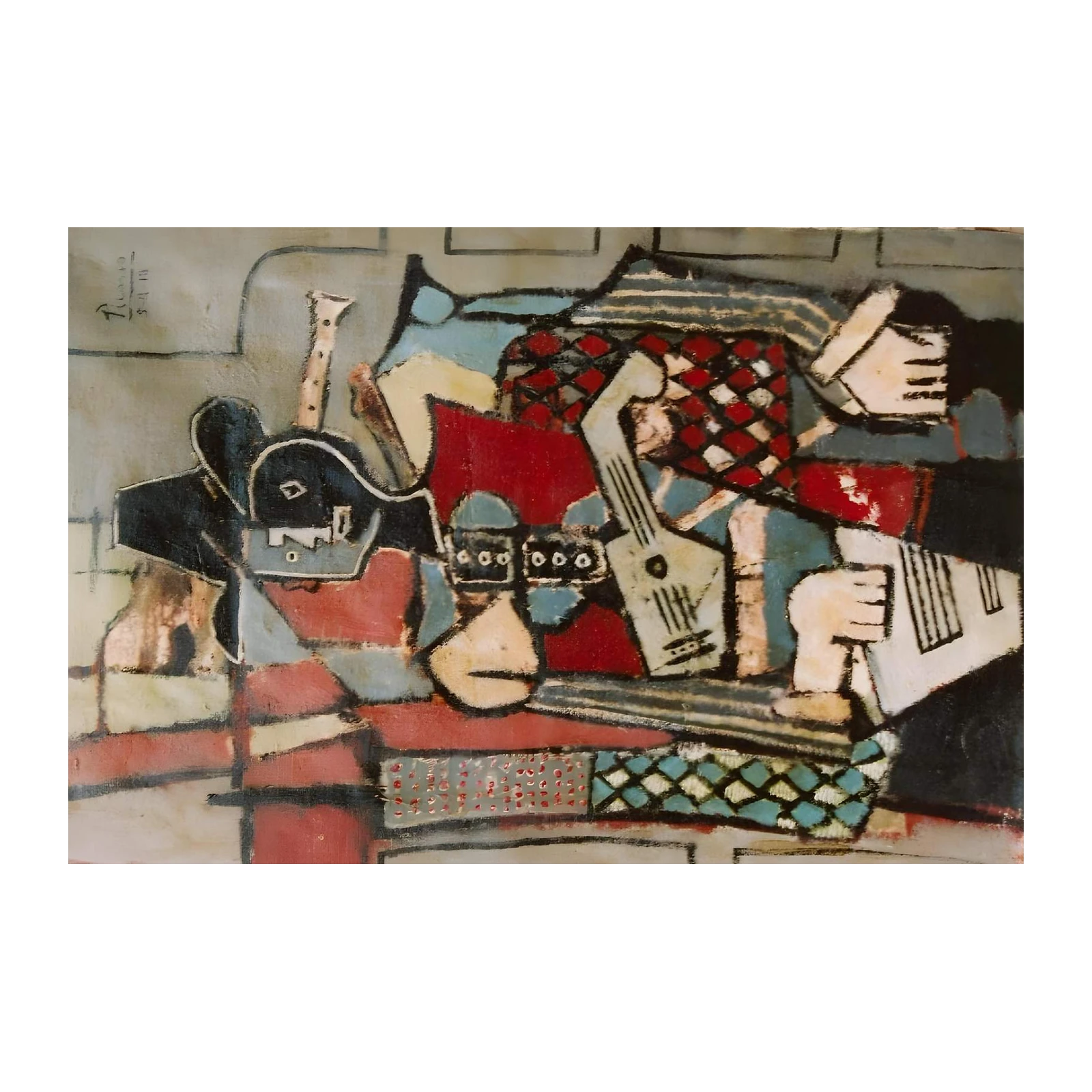 Cubist Guitars & Harlequin Abstract Wall Art