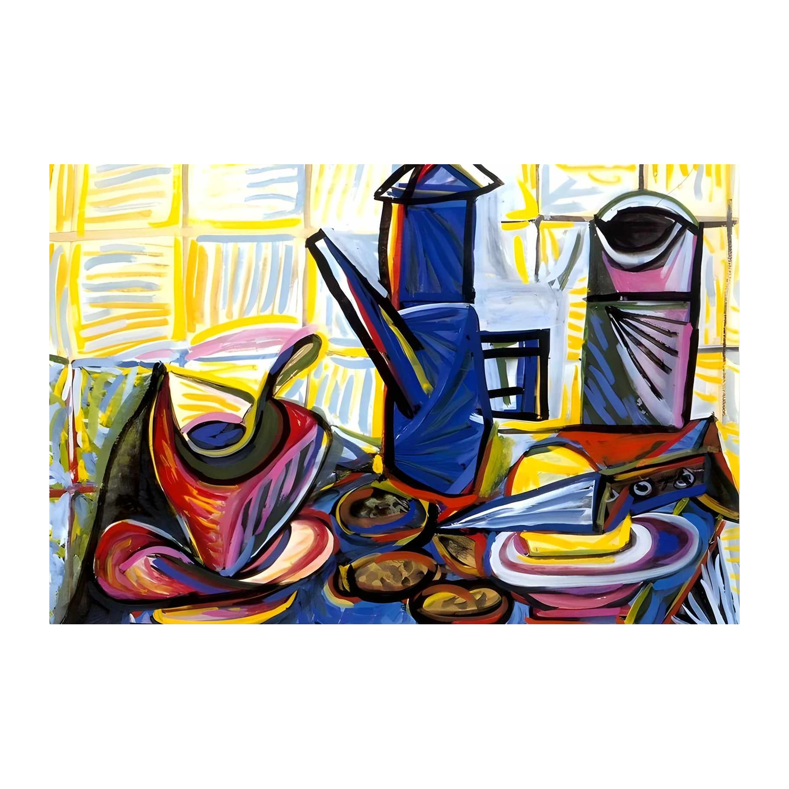 Vibrant Still Life Coffee Pot Wall Art