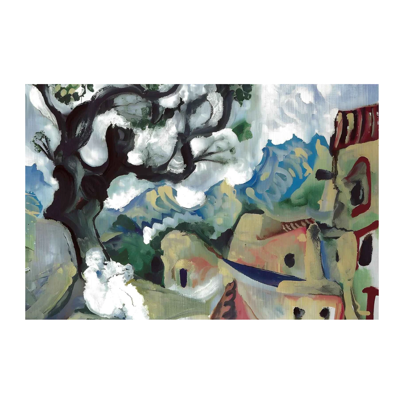 Abstract Tree Village Landscape Wall Art