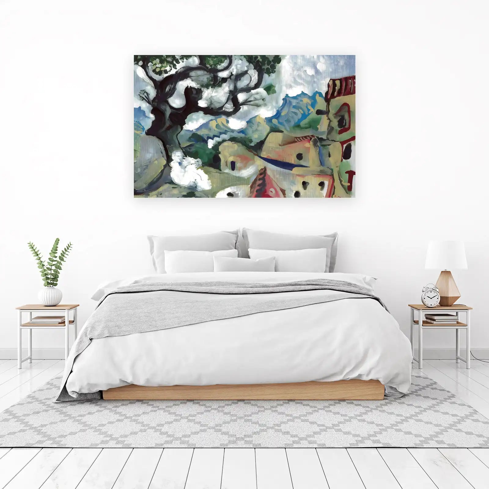 Abstract Tree Village Landscape Wall Art