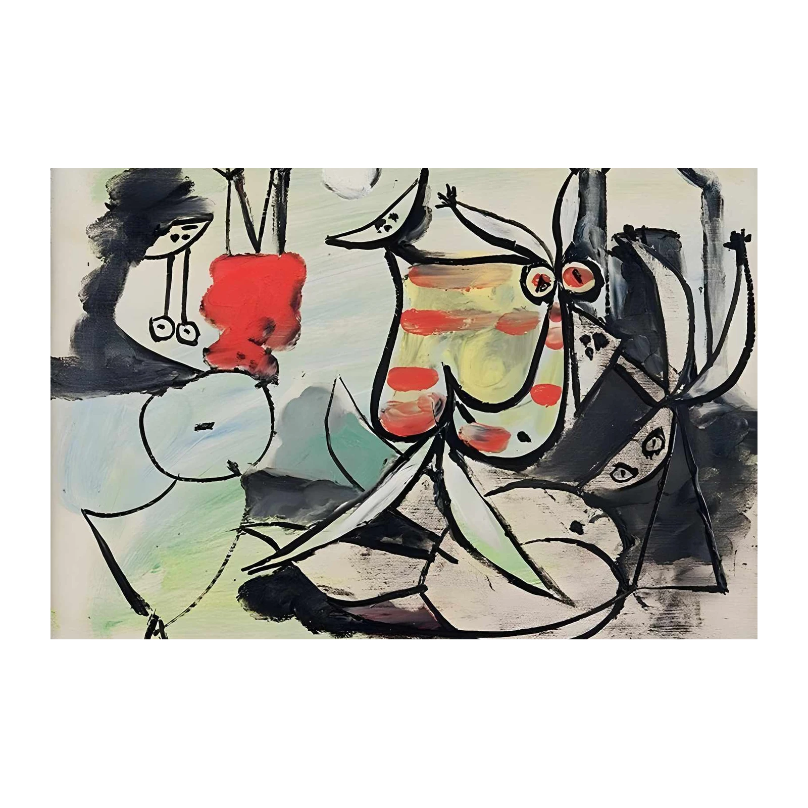 Abstract Figures Bold Red & Black Wall Art