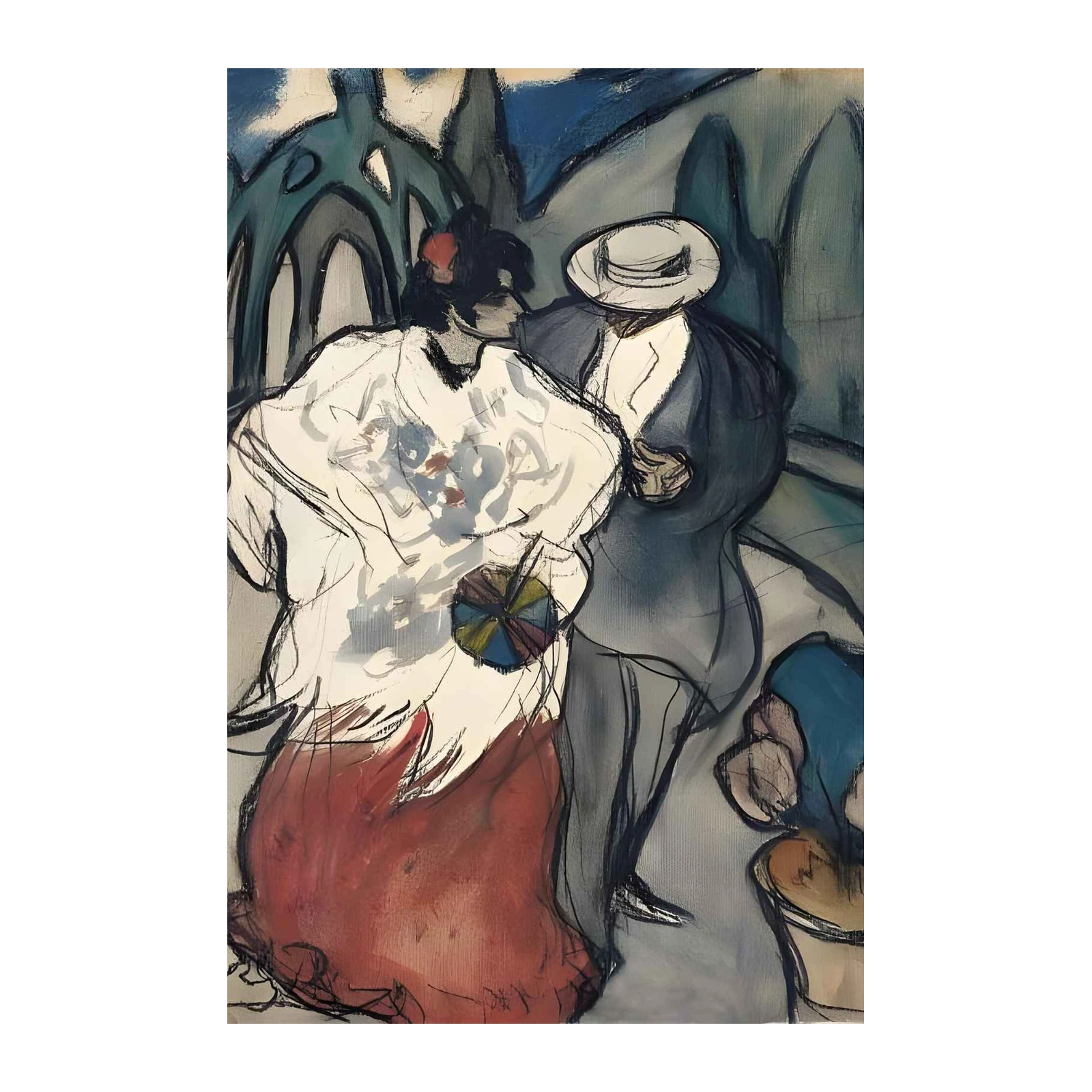 Abstract Figures on Bridge Wall Art