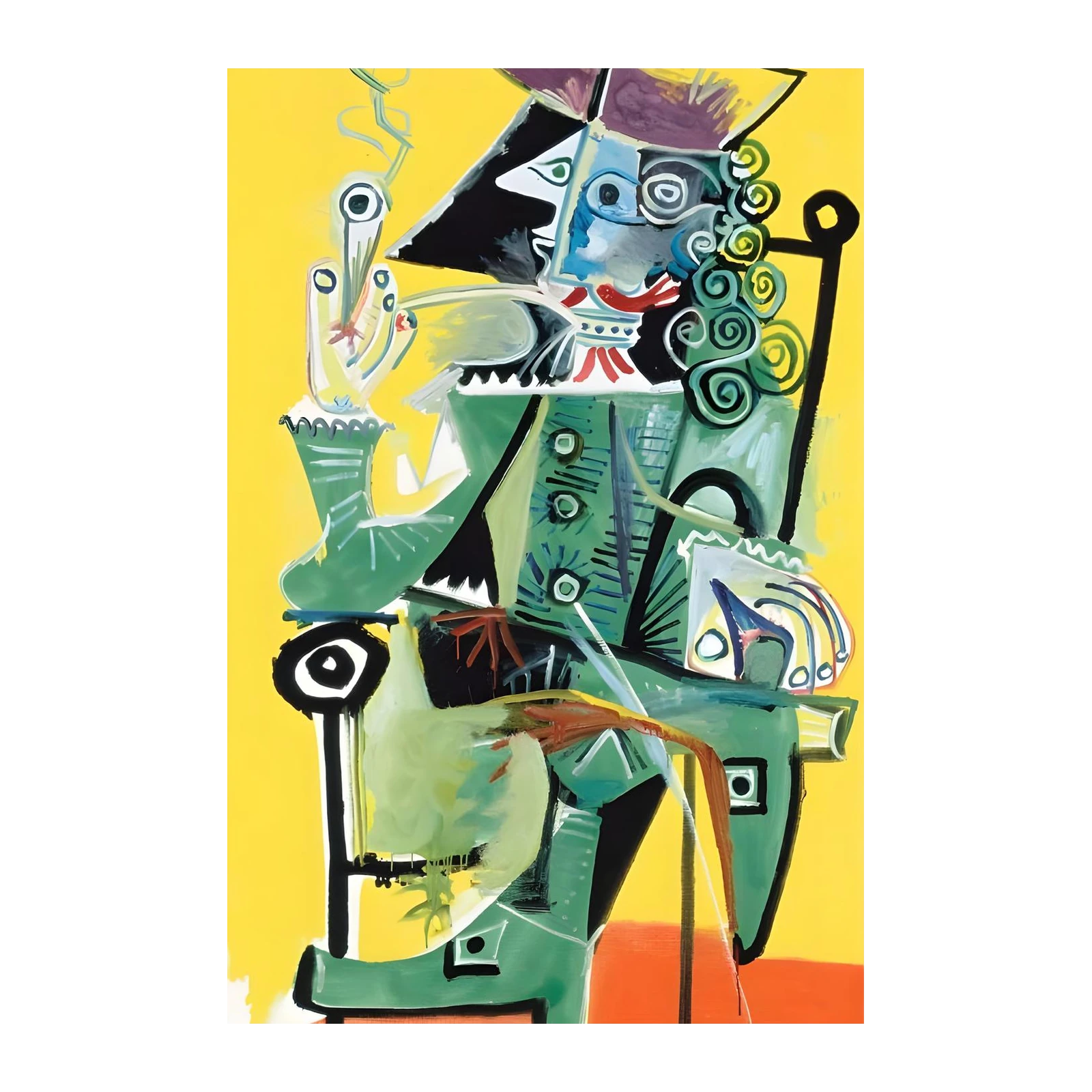 Vibrant Cubist Portrait Picasso Wall Art