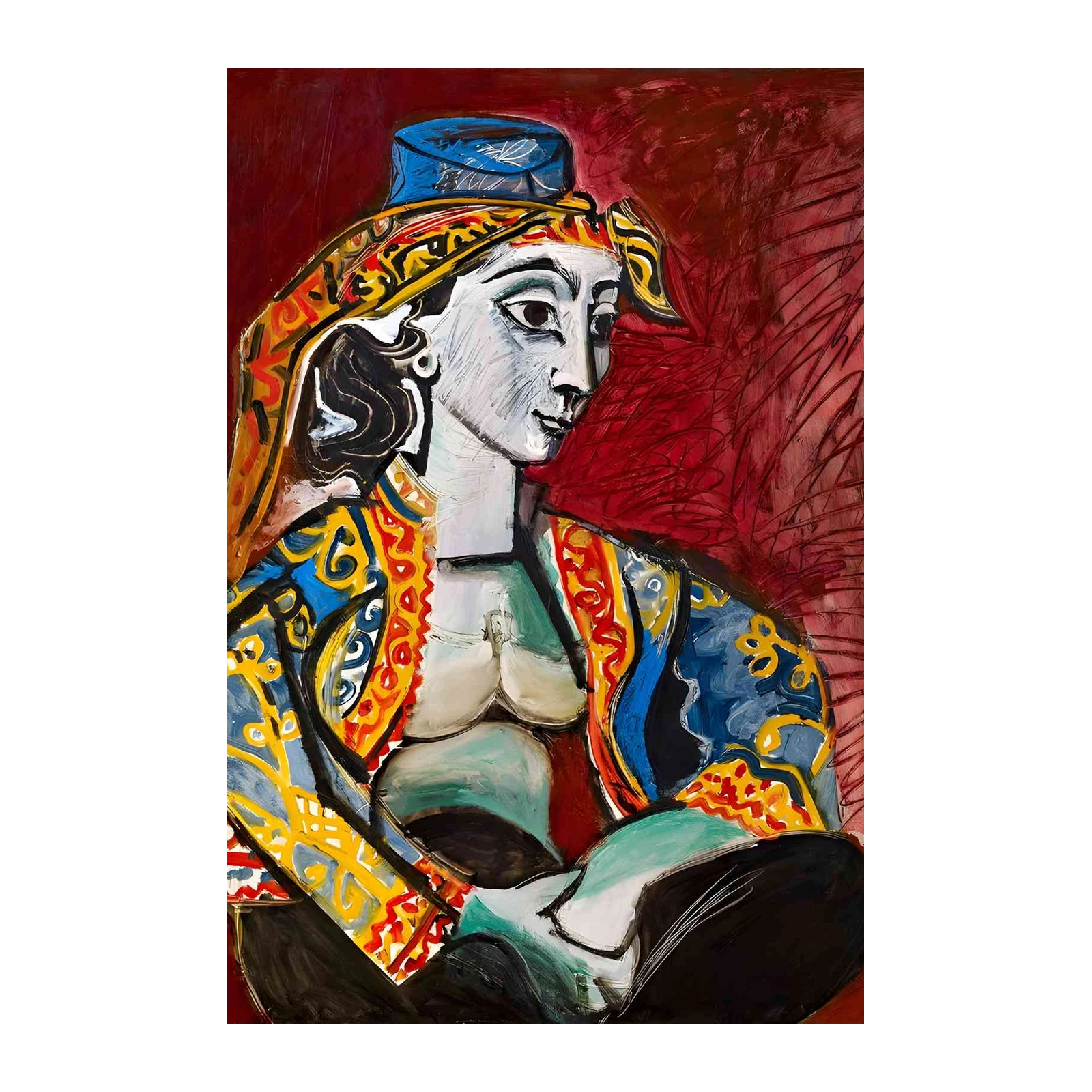 Vibrant Portrait Woman Wall Art - Picasso Inspired Art