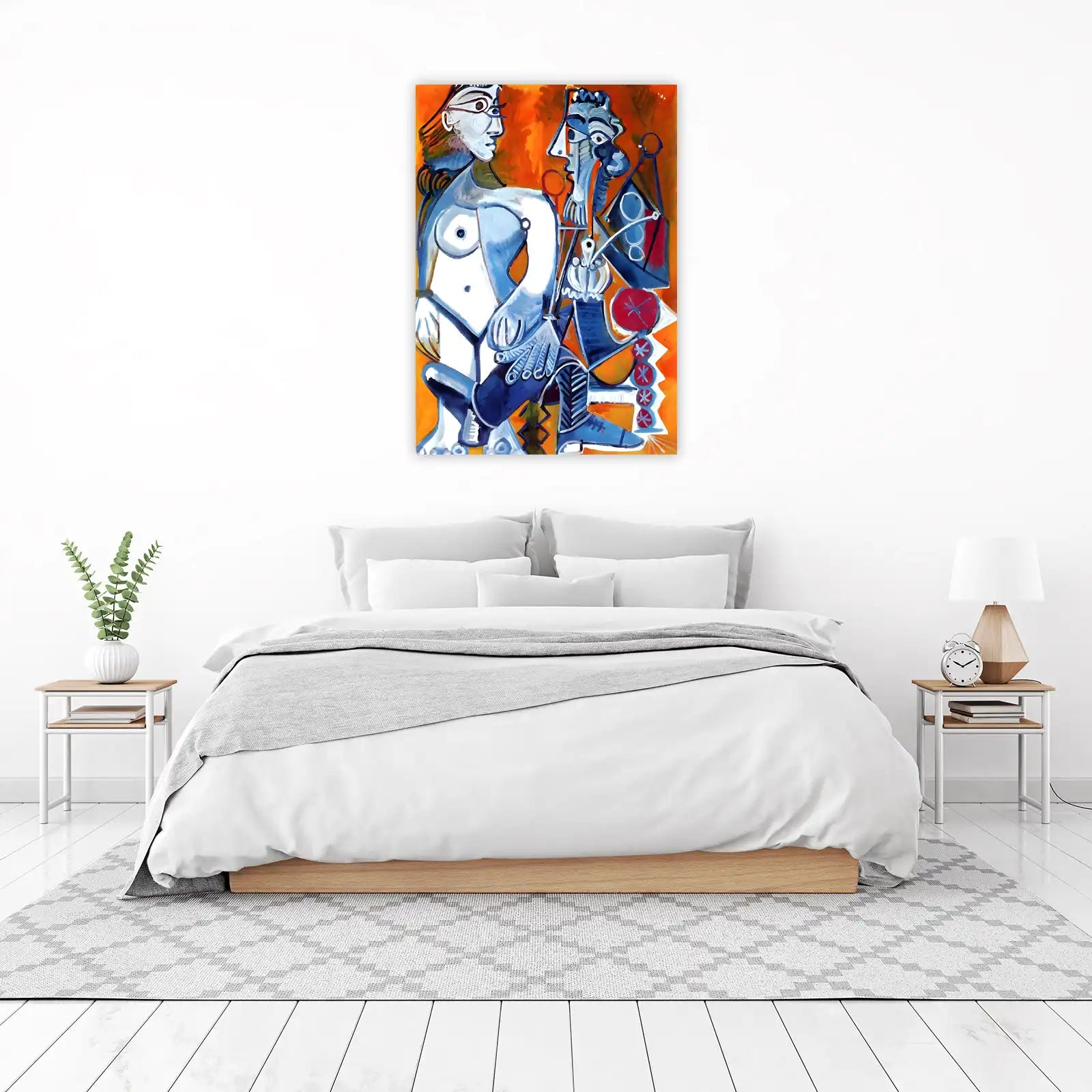 Modern Abstract Figures Blue & Orange Wall Art