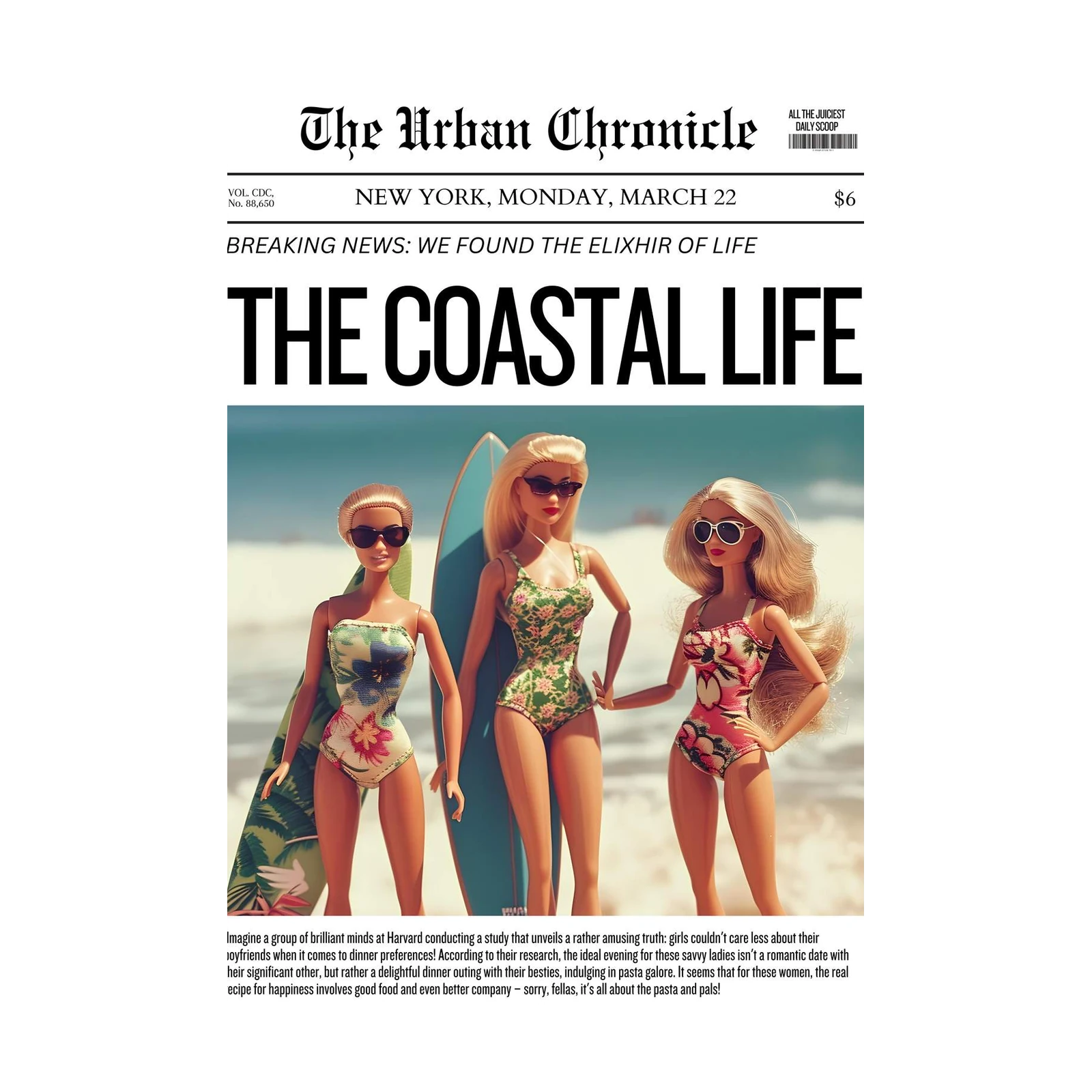 Retro Coastal Vibes Barbie Beach Wall Art