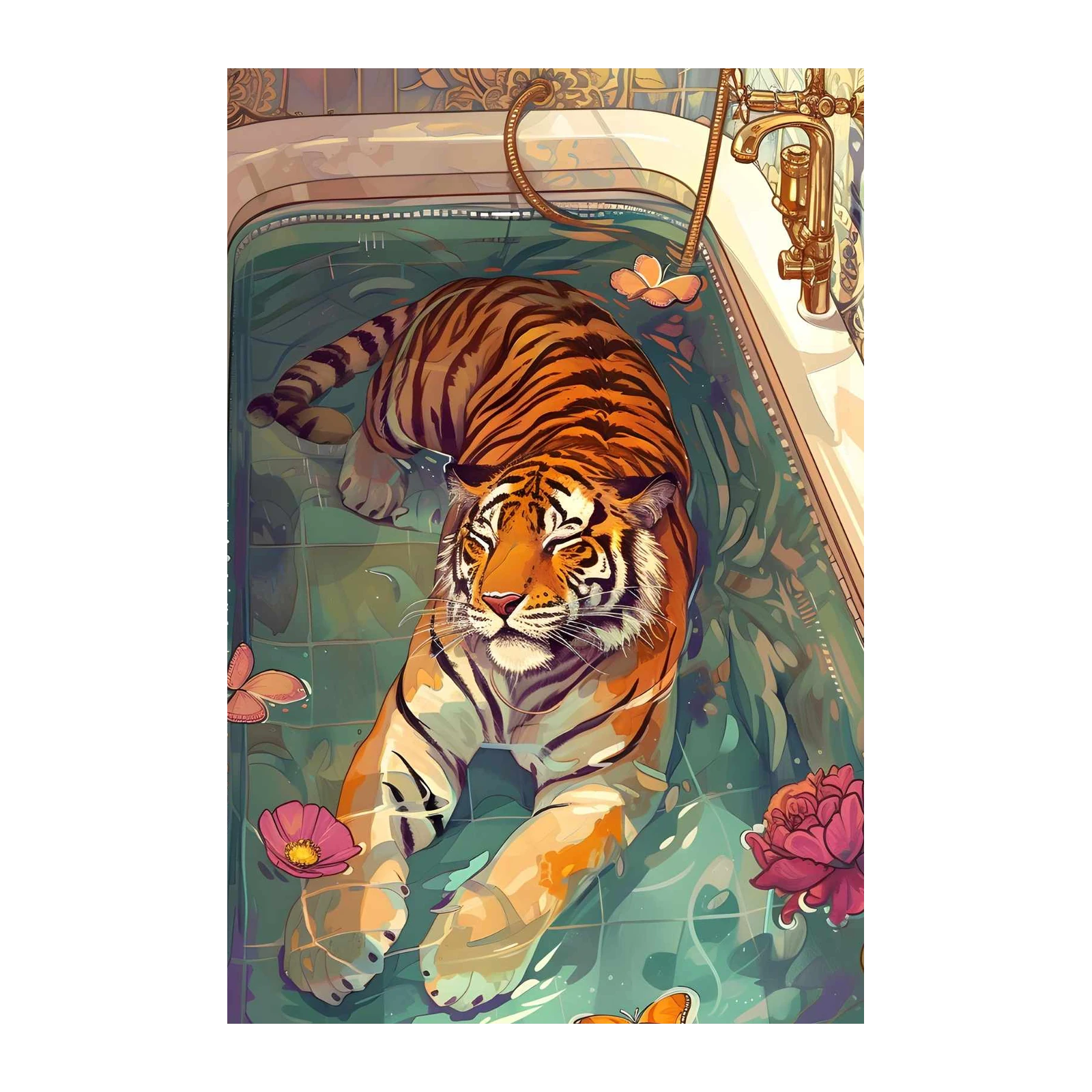 Majestic Tiger Bath Art Wall Art