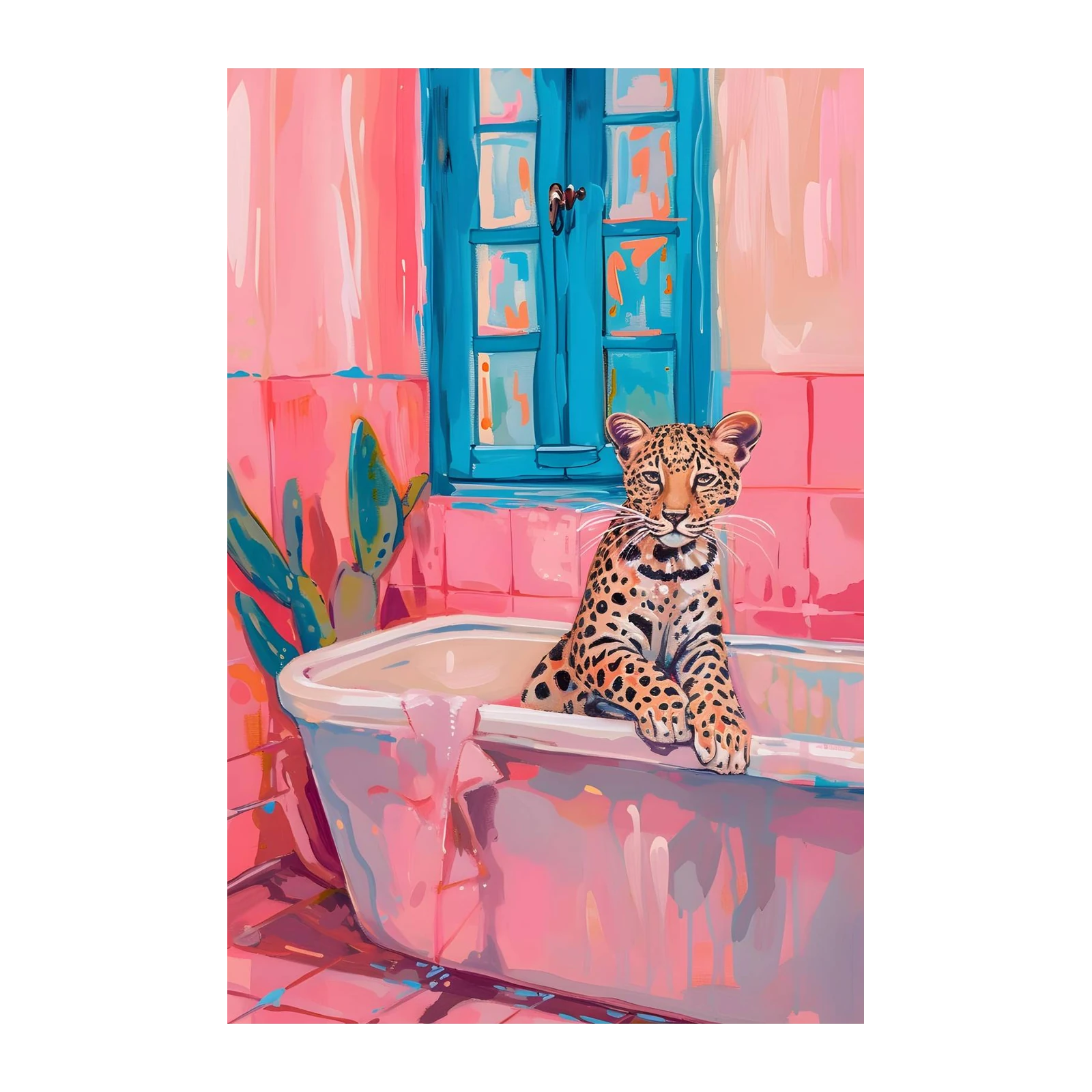 Playful Leopard Bath Wall Art