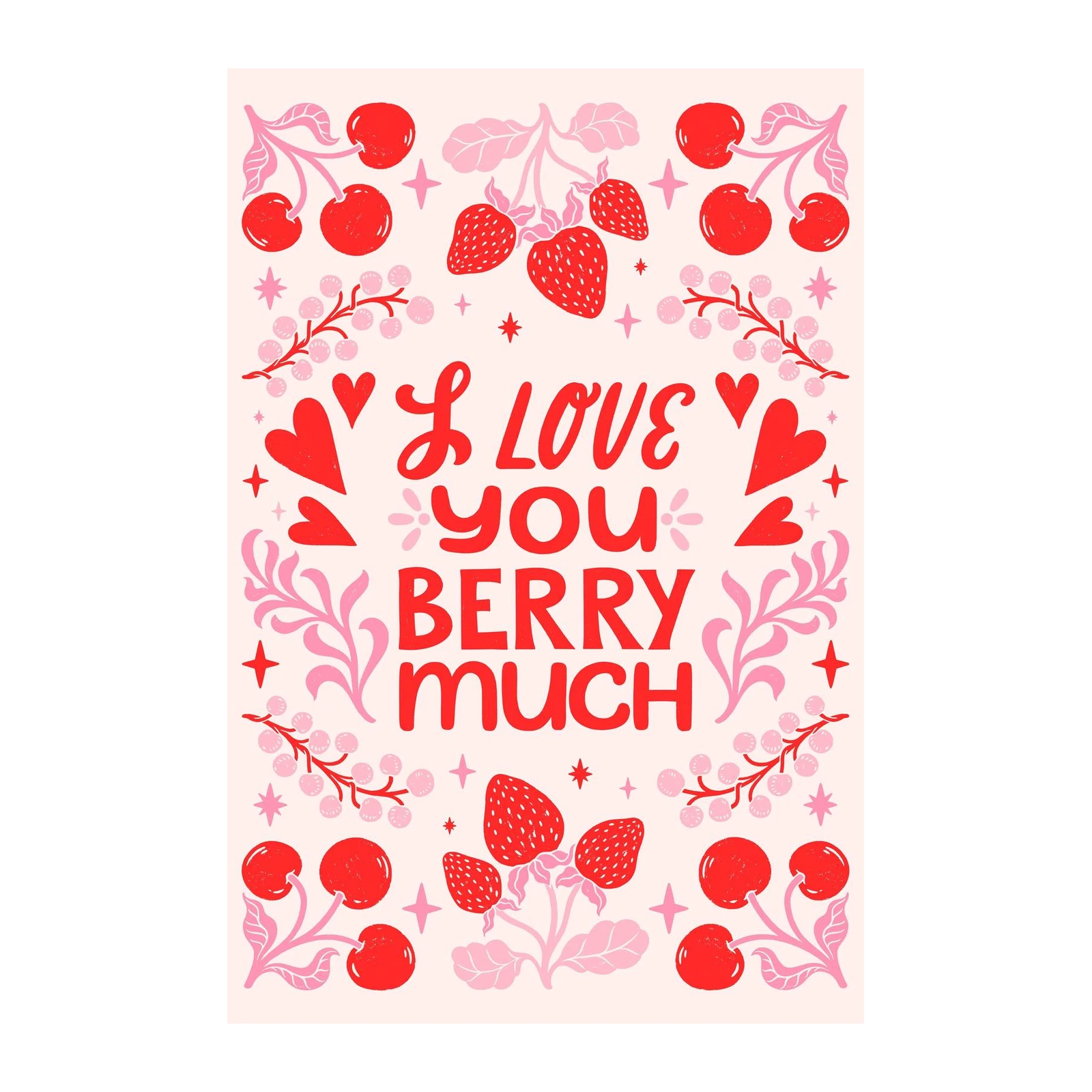 Love You Berry Much Sweet Cherry Strawberry Wall Art