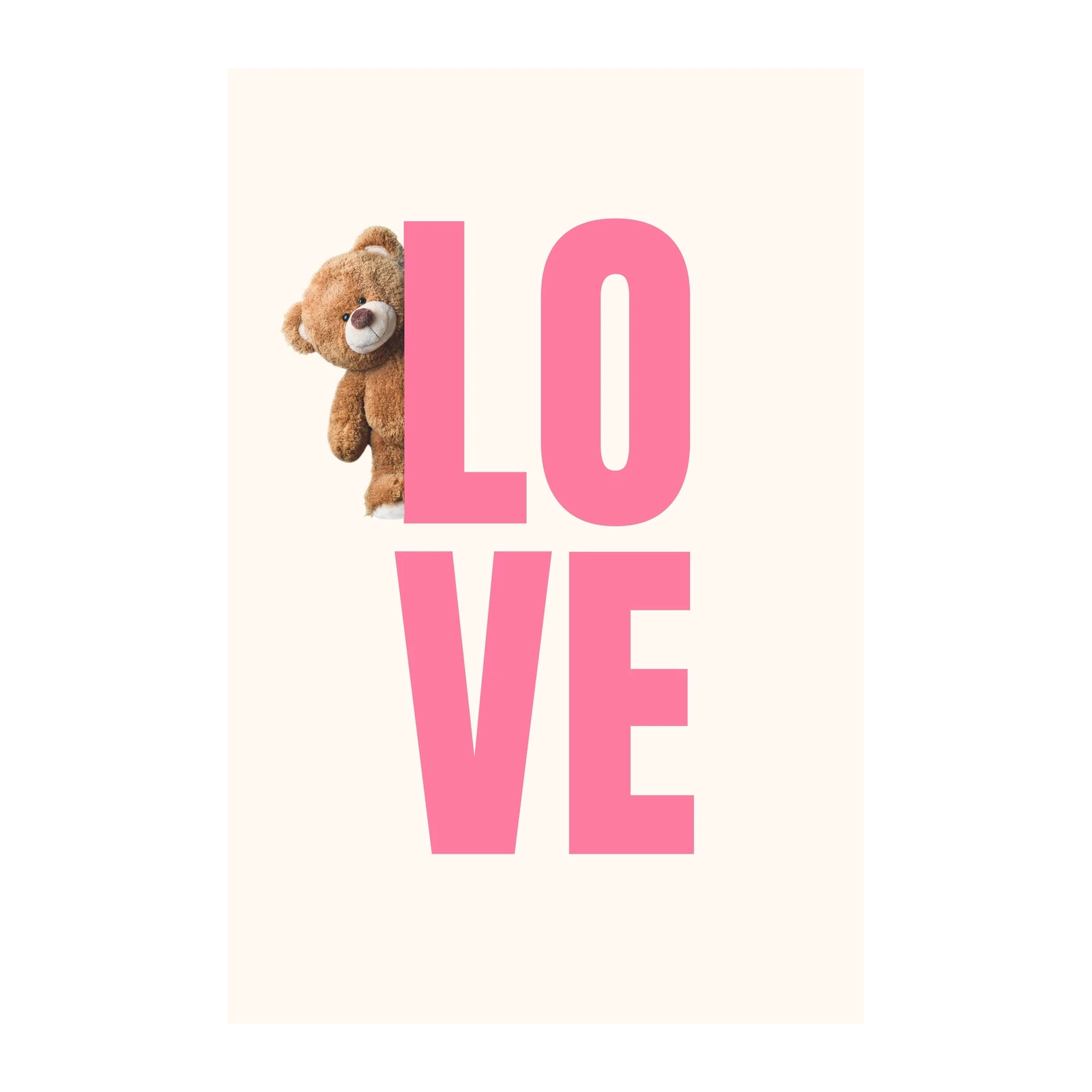 Teddy Bear LOVE Typography Wall Art