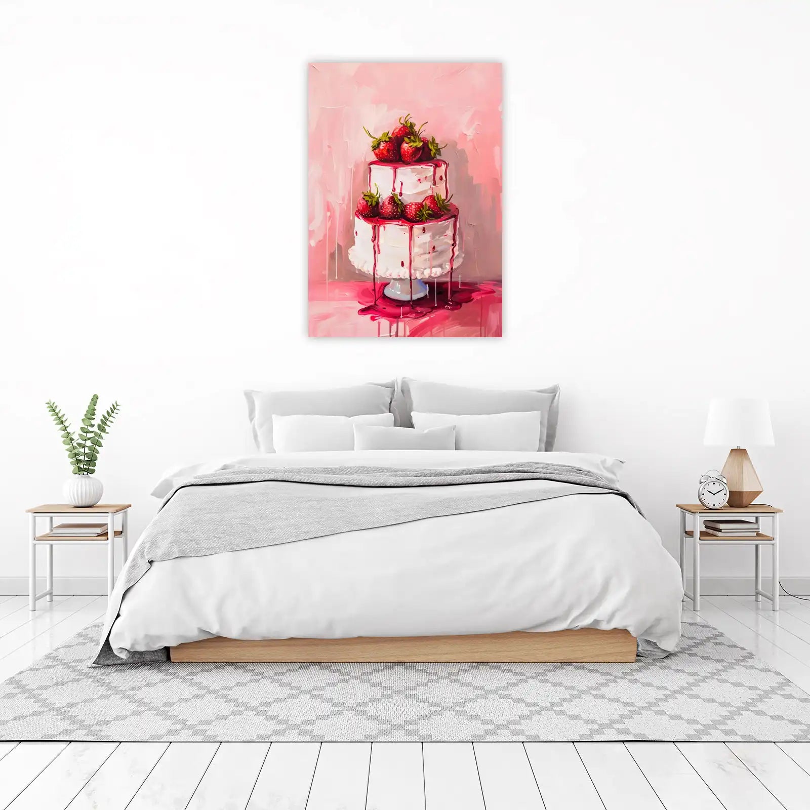 Strawberry Drip Cake Art Wall Art