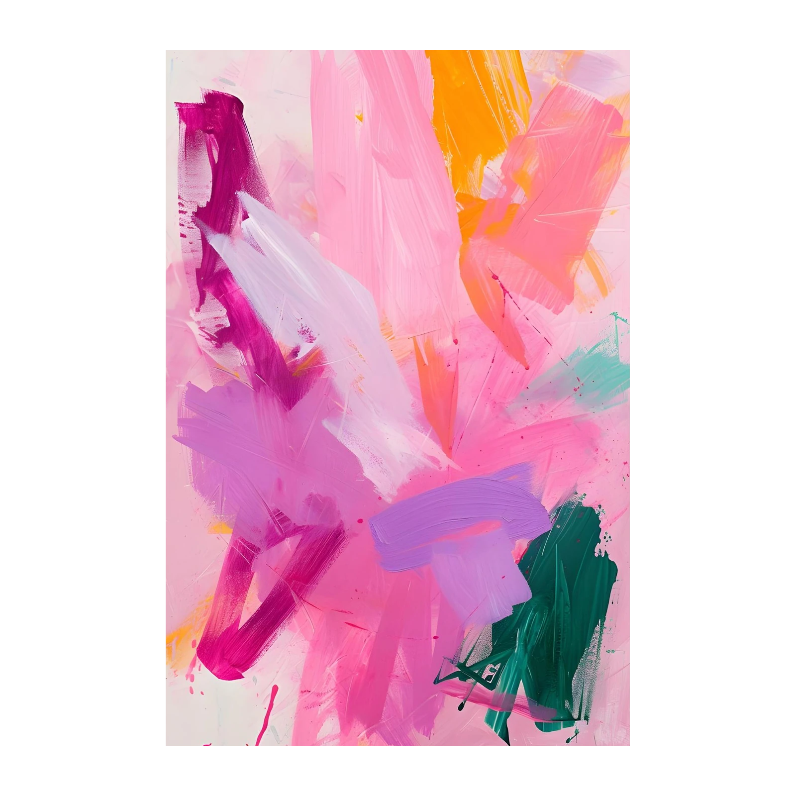 Vibrant Abstract Blush & Magenta Burst Wall Art