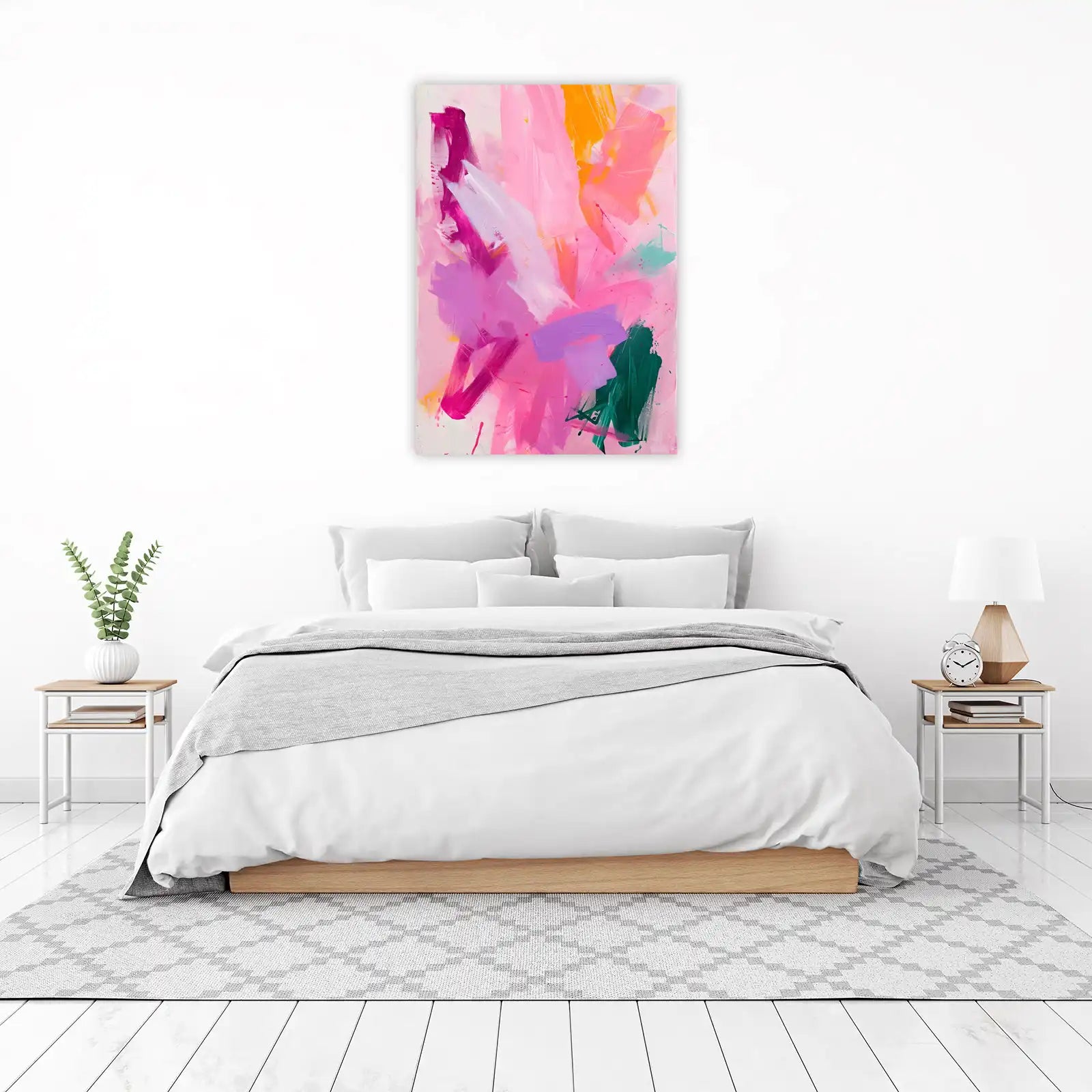 Vibrant Abstract Blush & Magenta Burst Wall Art