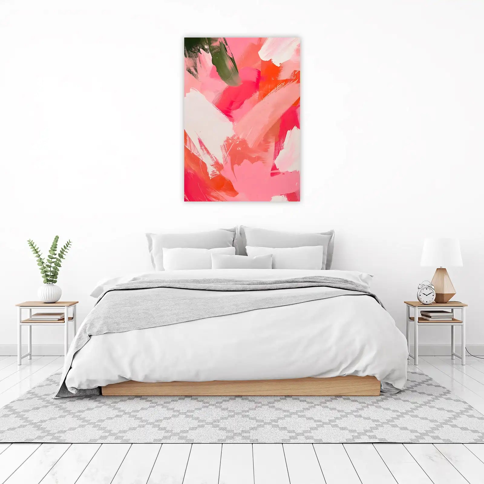 Vibrant Abstract Blush Pink & Coral Wall Art