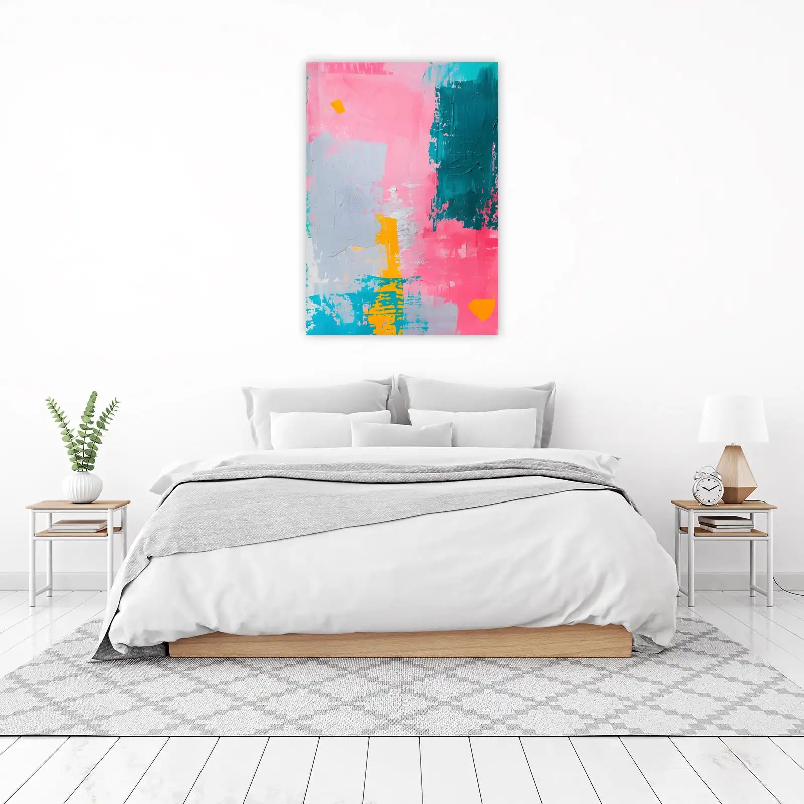 Vibrant Abstract Pink & Teal Wall Art