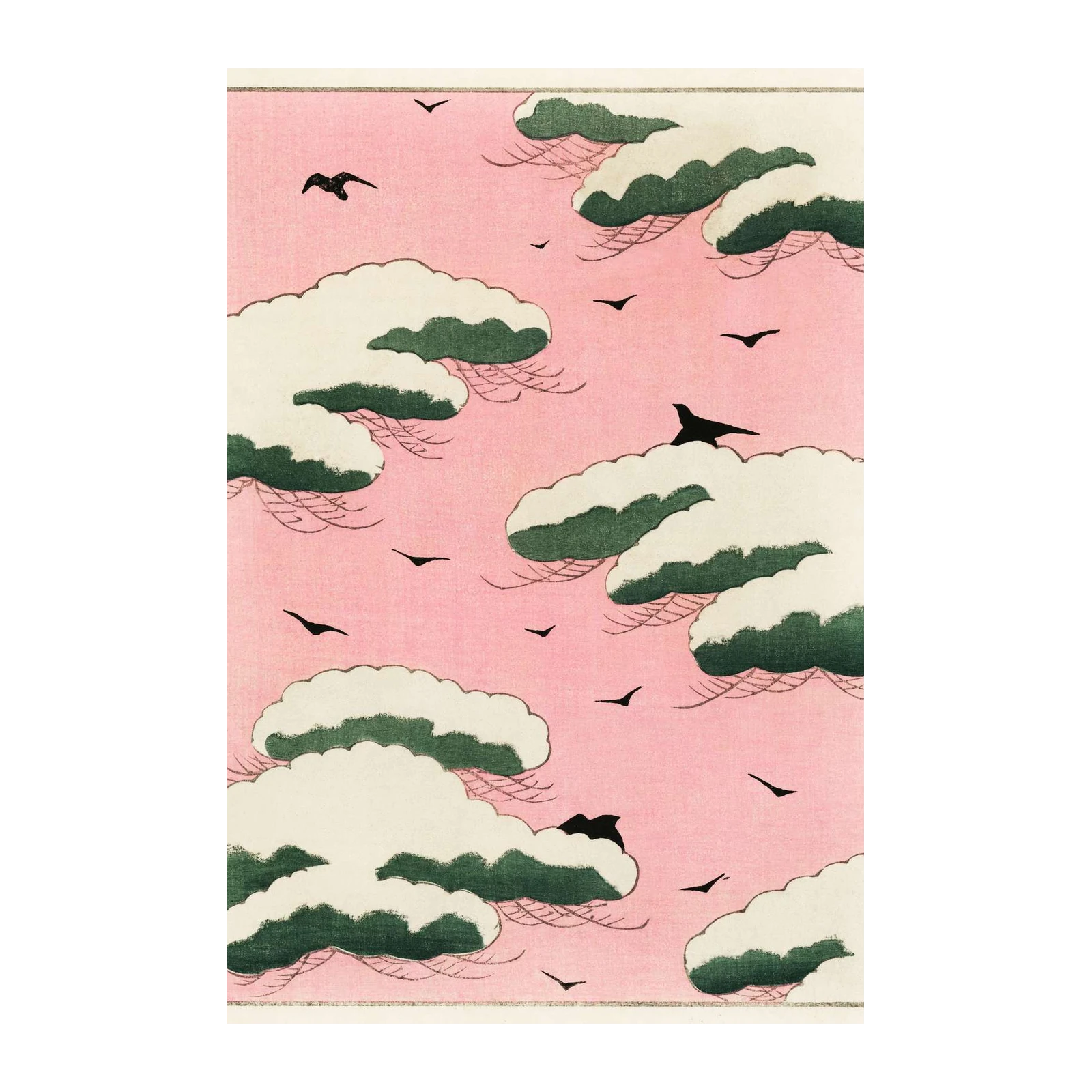 Snowy Clouds & Birds Sky Wall Art