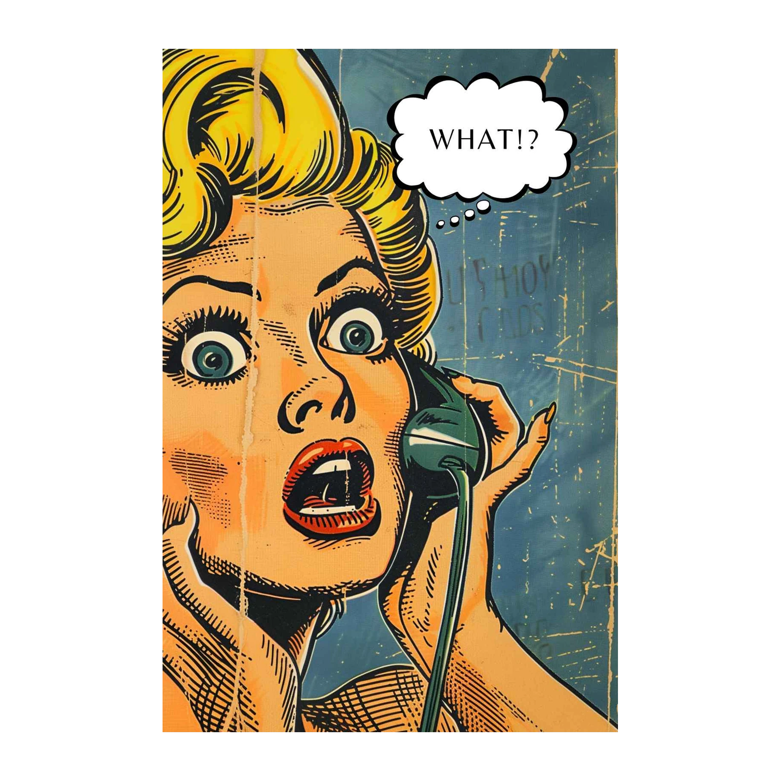 Retro Pop Art Woman "What!?" Wall Art