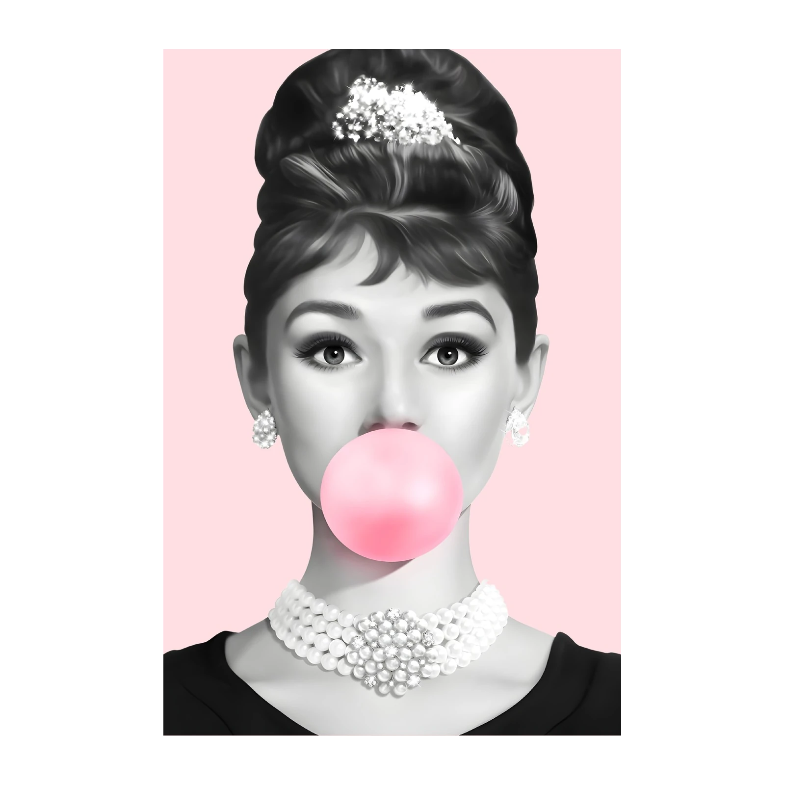 Elegant Audrey Hepburn Bubble Gum Wall Art