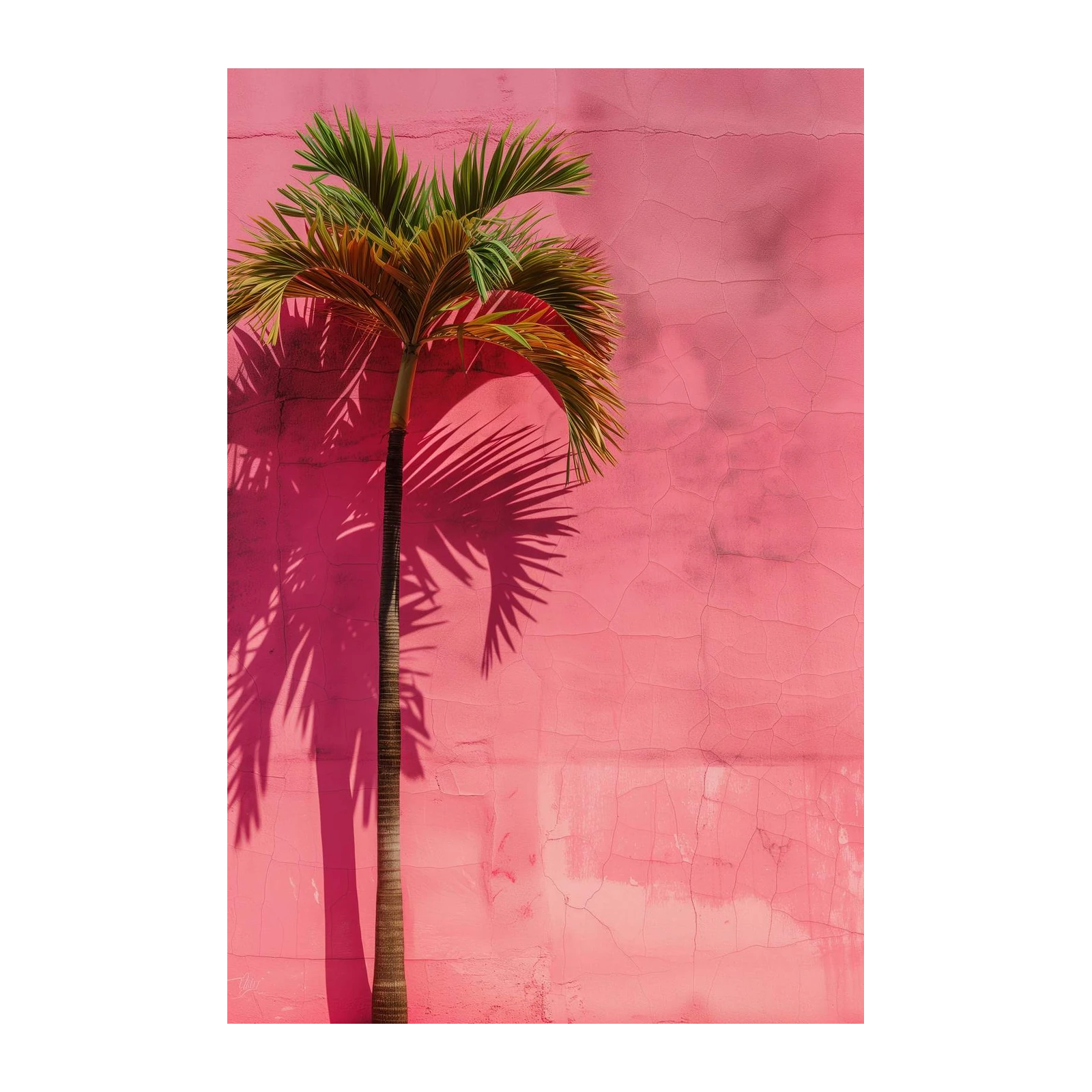 Vibrant Palm Silhouette on Pink Wall Wall Art