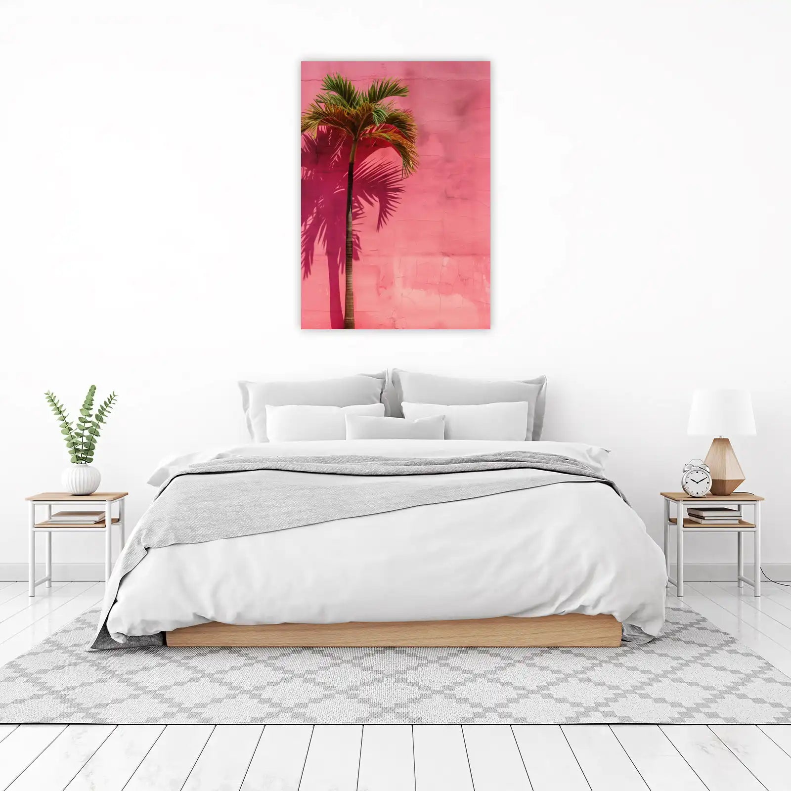 Vibrant Palm Silhouette on Pink Wall Wall Art
