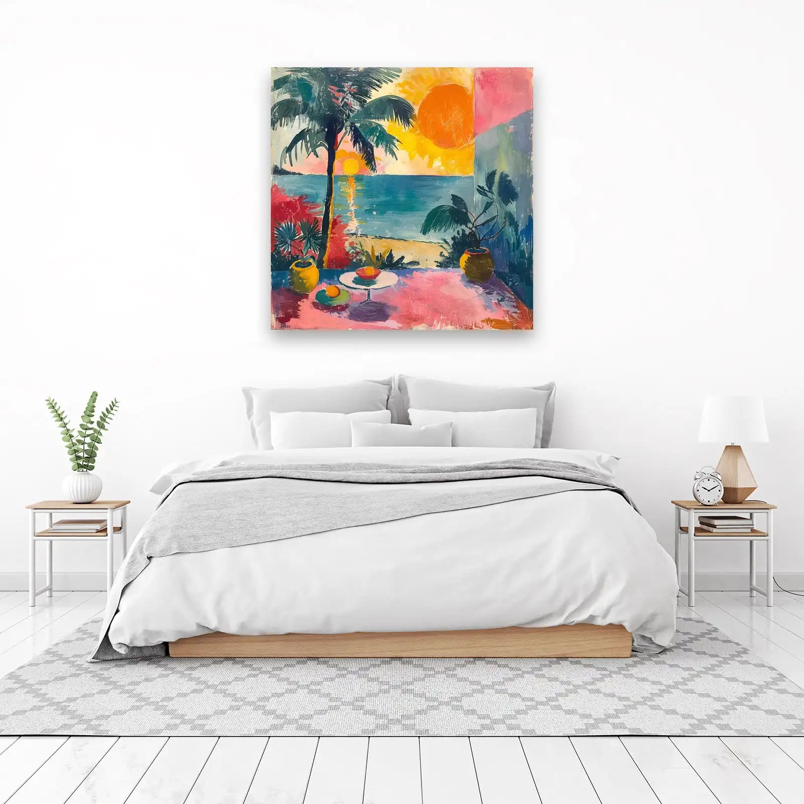 Vibrant Tropical Sunset Palm Wall Art