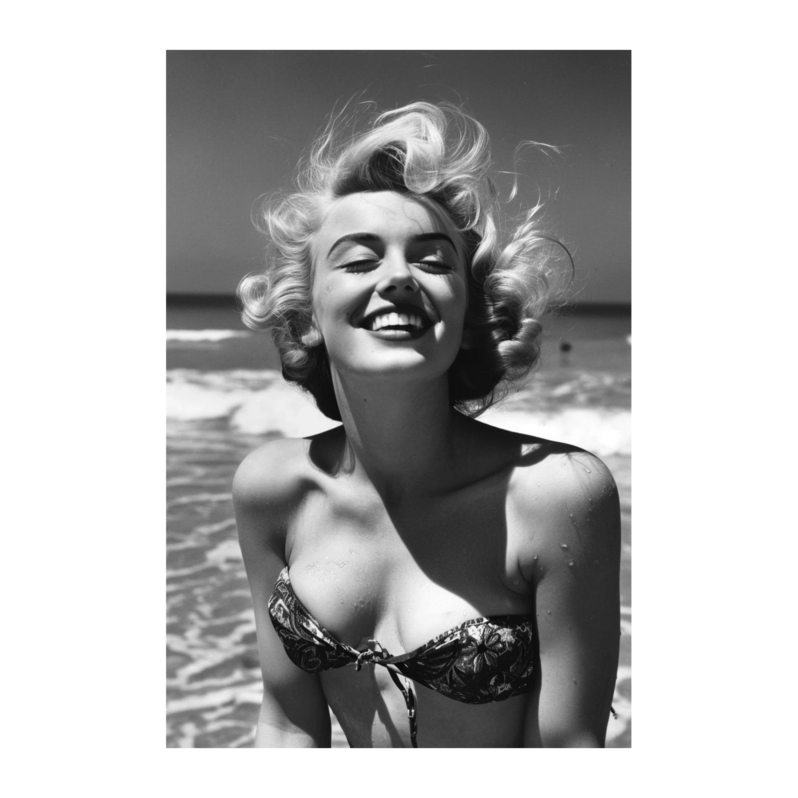 Vintage Beach Babe Joyful Portrait Wall Art