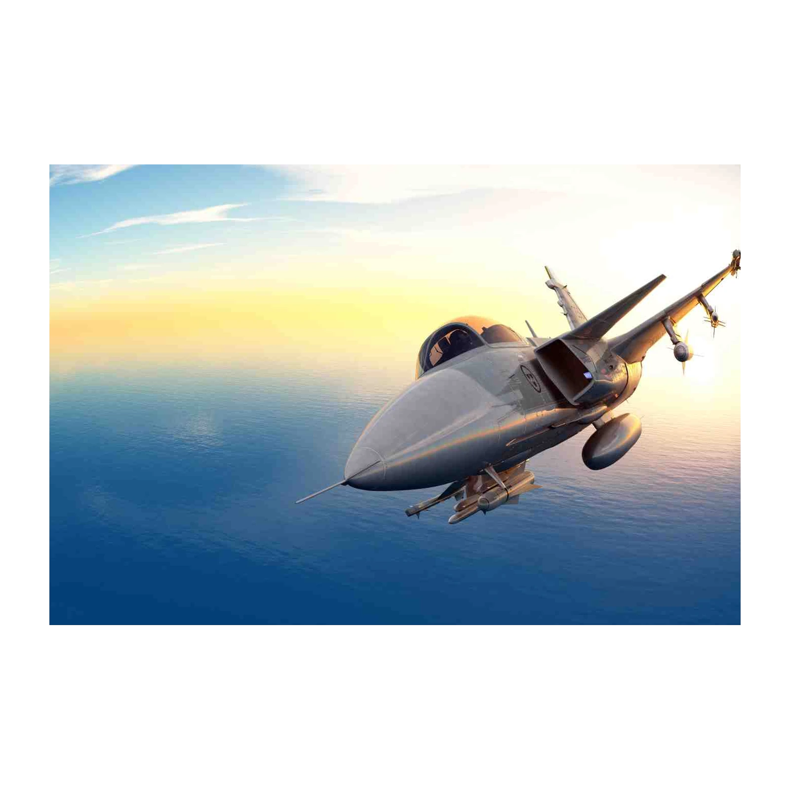Fighter Jet Sunset Ocean Wall Art