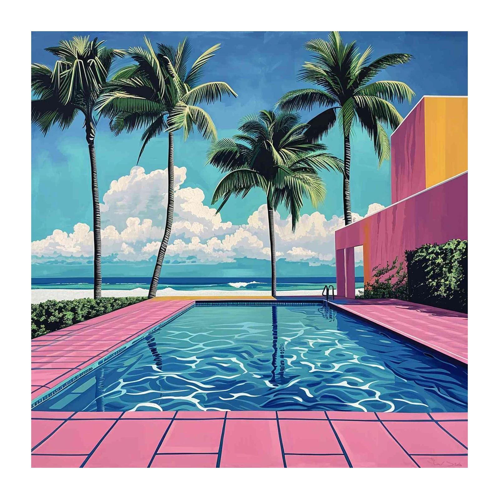 Miami Vice Poolside Palm Wall Art