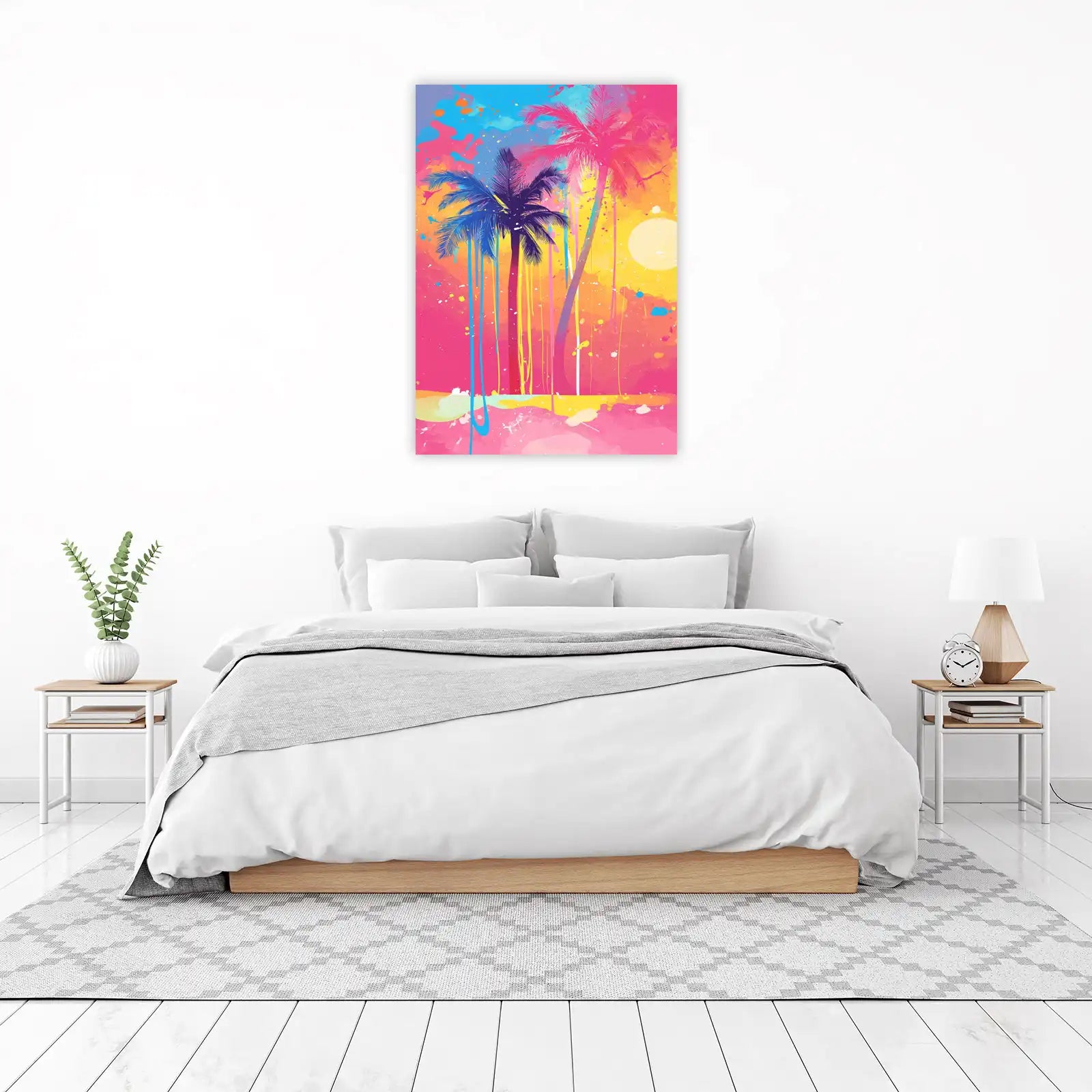 Vibrant Tropical Sunset Palm Trees Wall Art