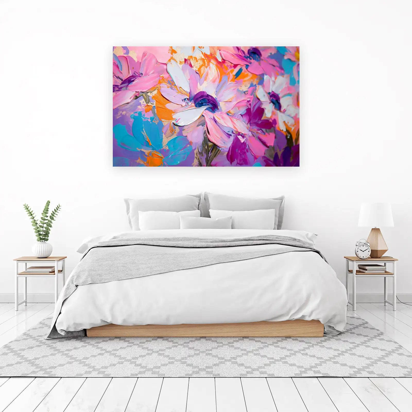 Vibrant Floral Textured Impasto Wall Art