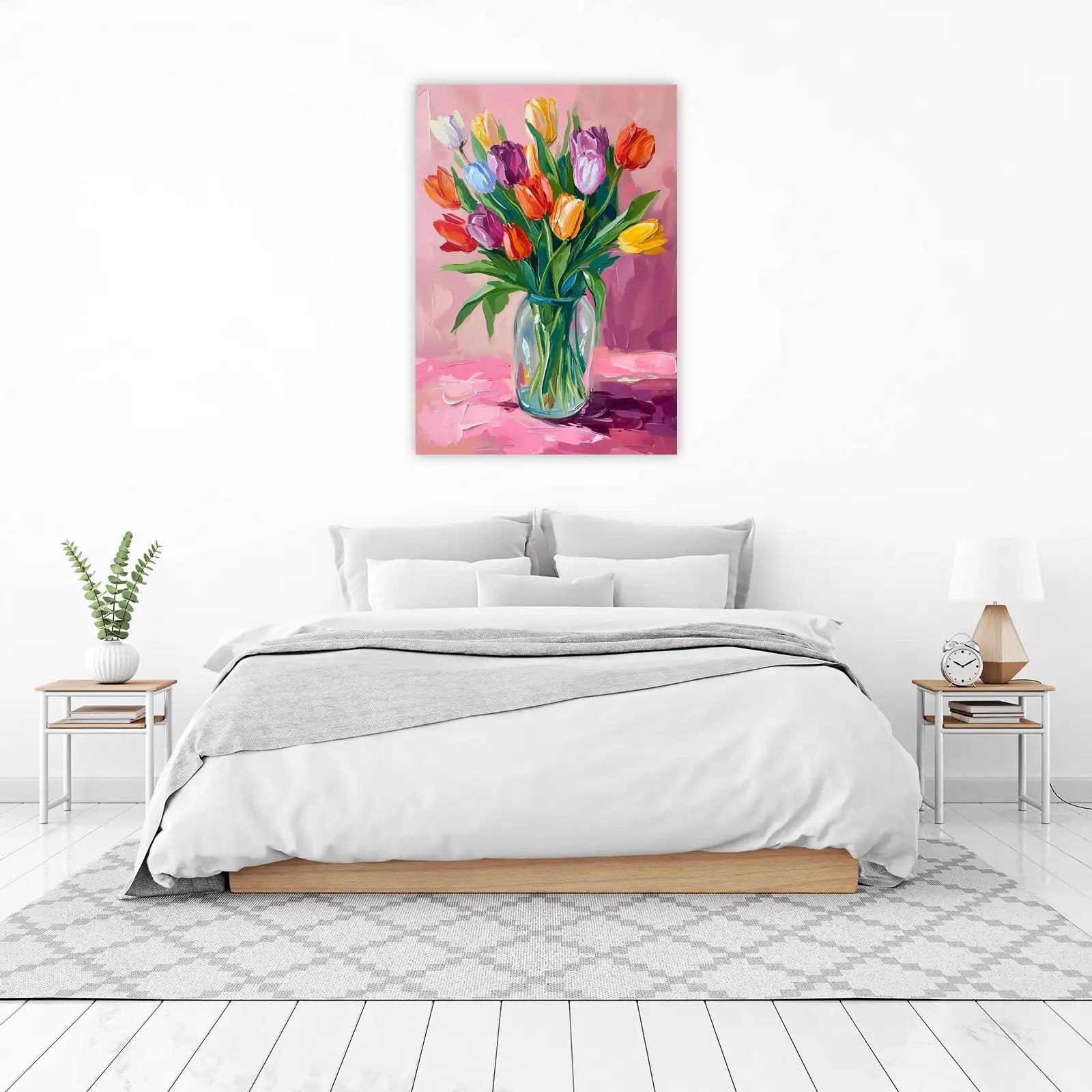 Vibrant Tulip Bouquet Oil Painting Wall Art