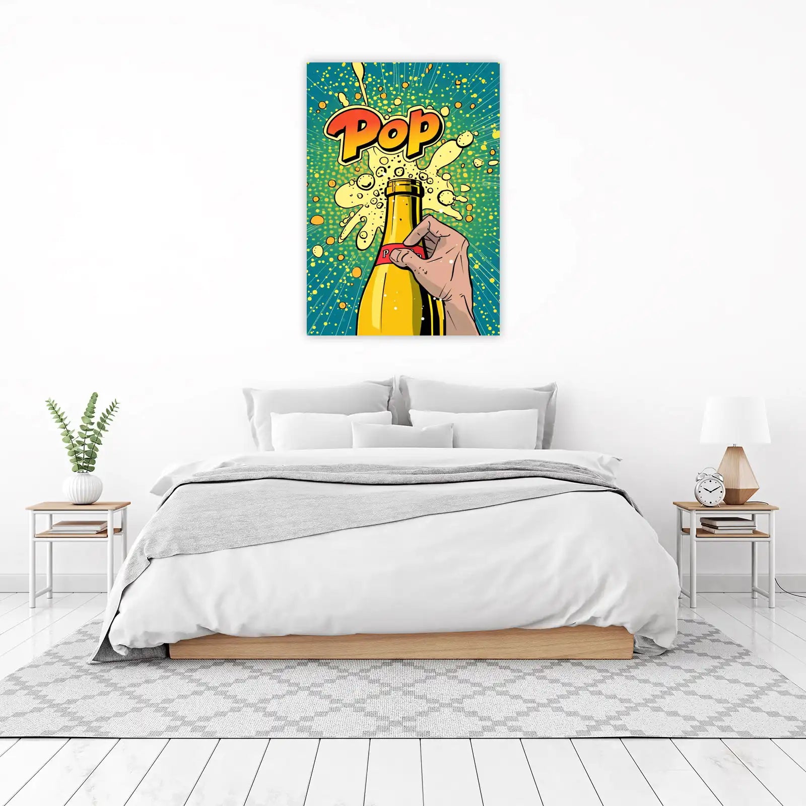 Retro Pop Art Champagne Bottle Wall Art