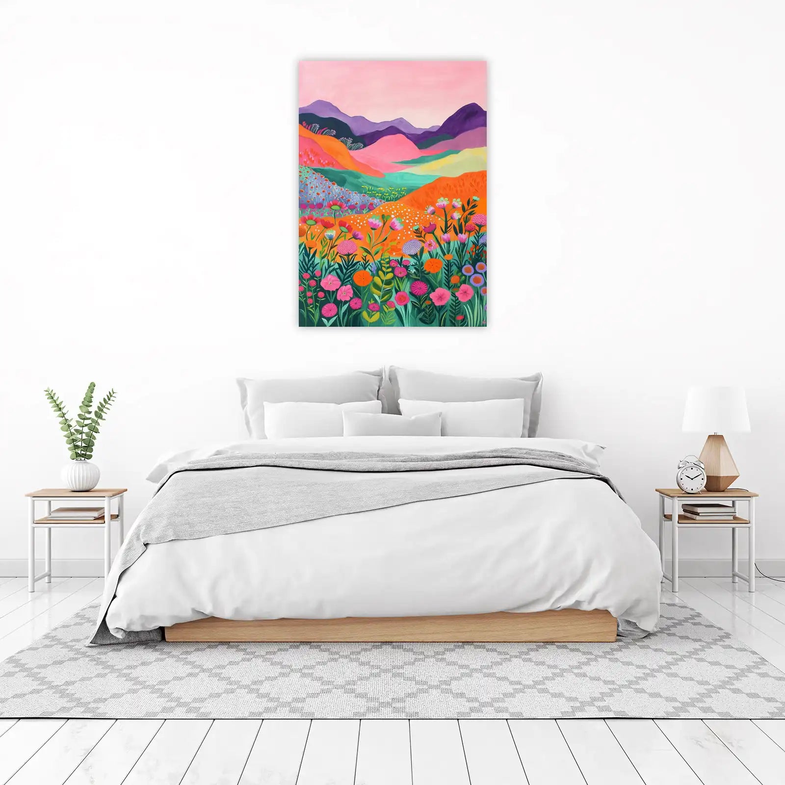 Vibrant Floral Landscape Wall Art - Boho Wall Art