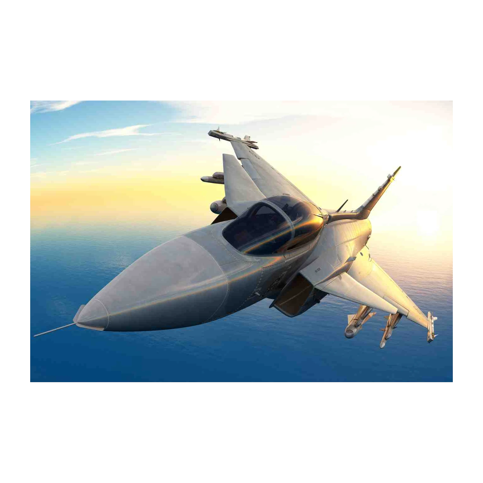 Modern Fighter Jet Over Ocean Wall Art