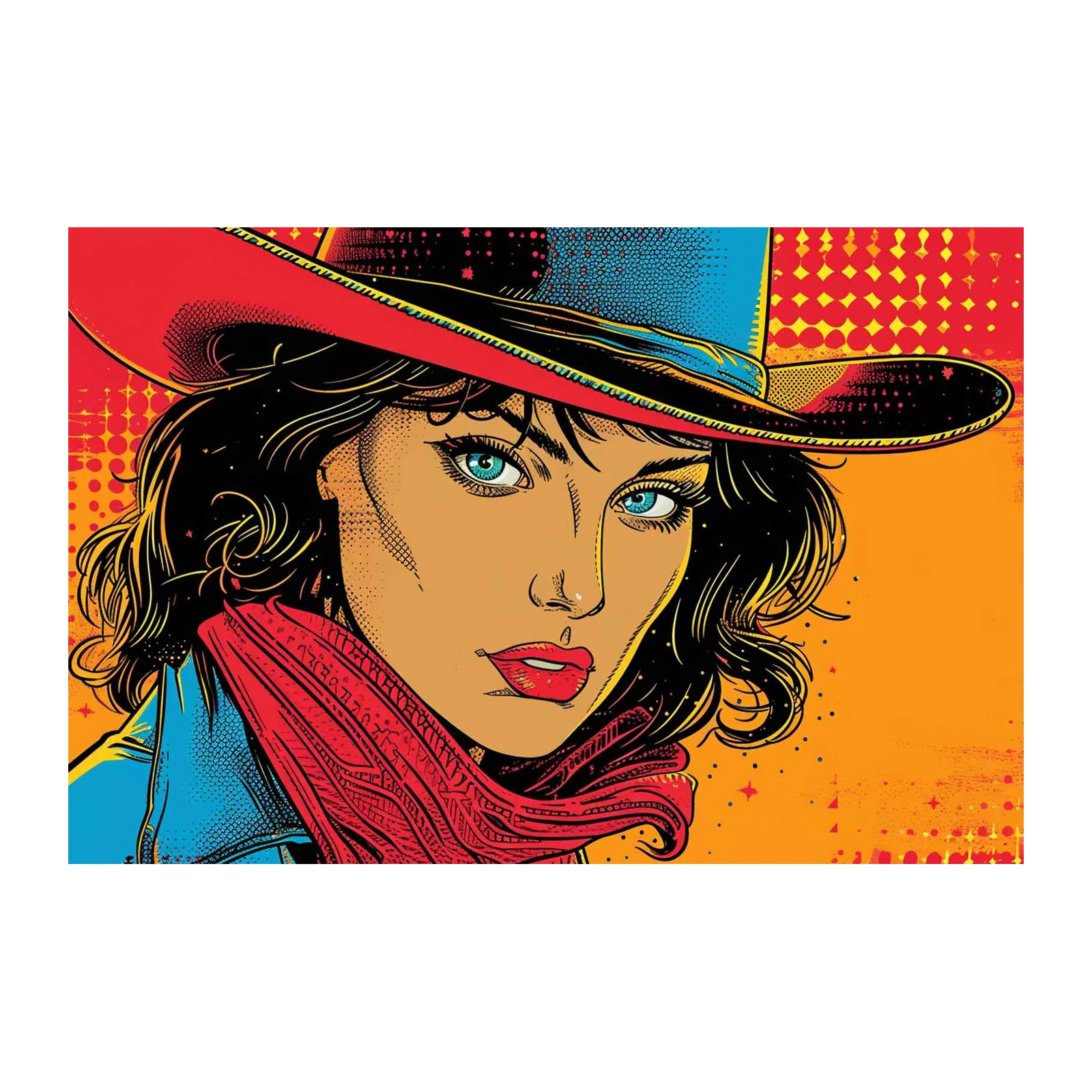 Striking Comic Cowgirl Pop Art Wall Art